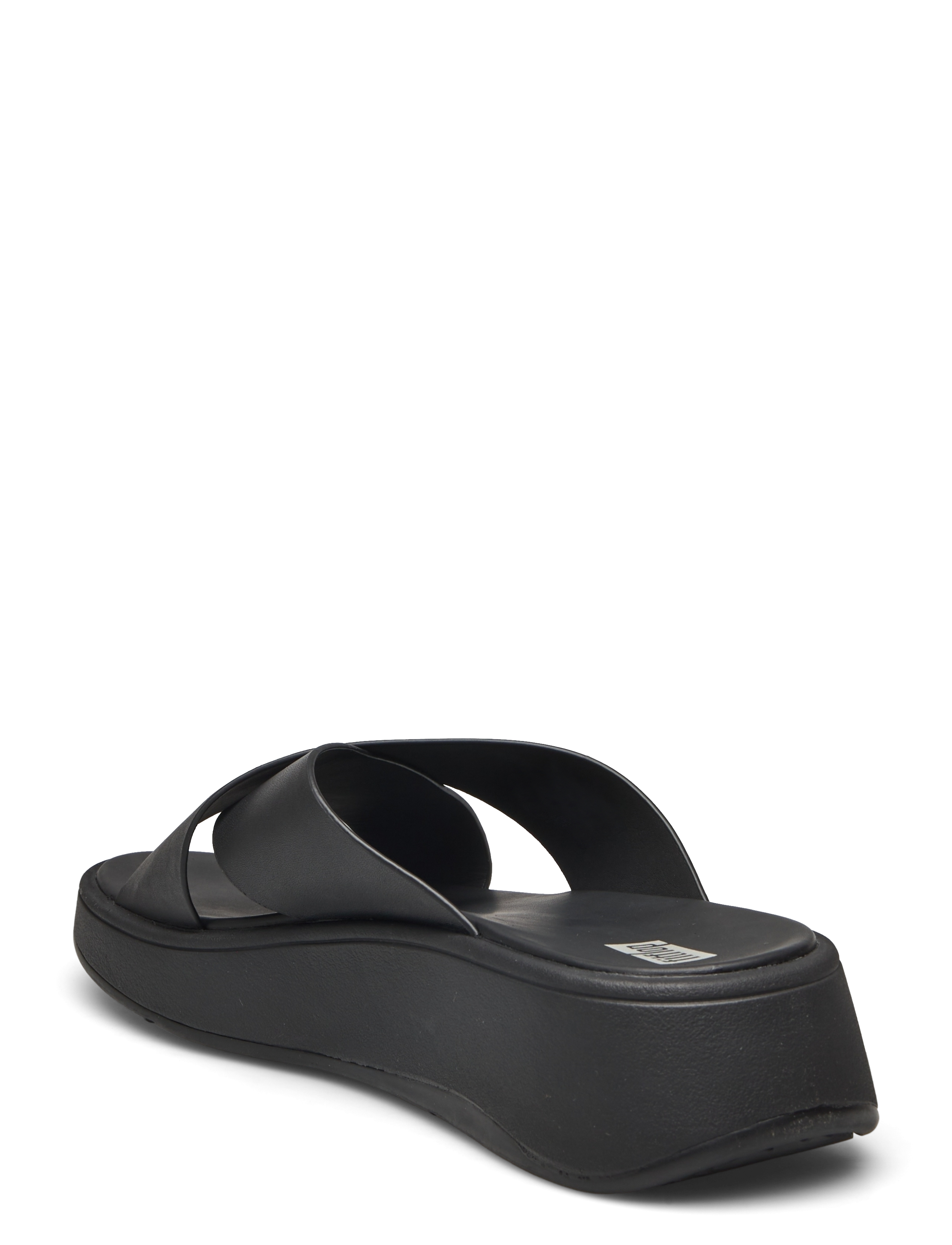 FitFlop - F-MODE LEATHER FLATFORM CROSS SLIDES - all black - 3