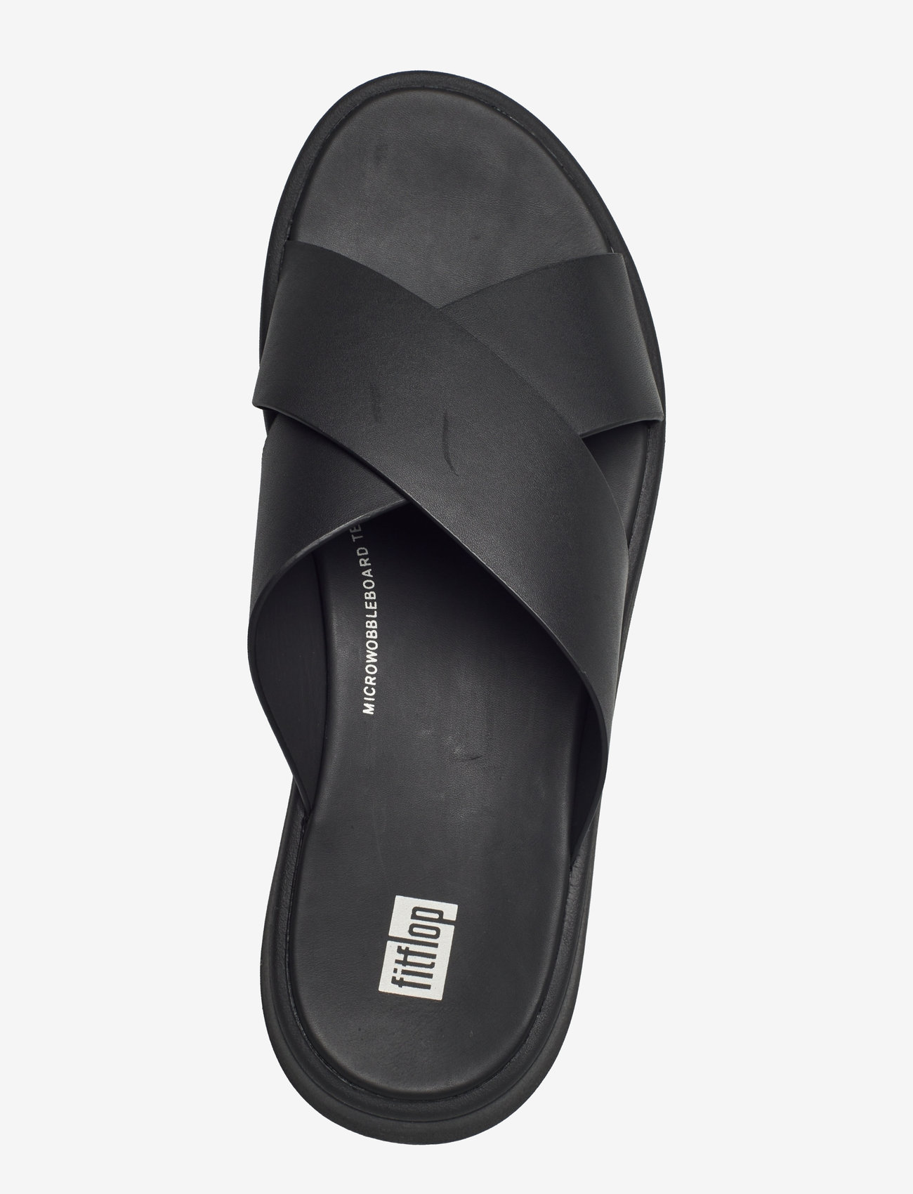 FitFlop - F-MODE LEATHER FLATFORM CROSS SLIDES - platvorm sandaalid - all black - 3