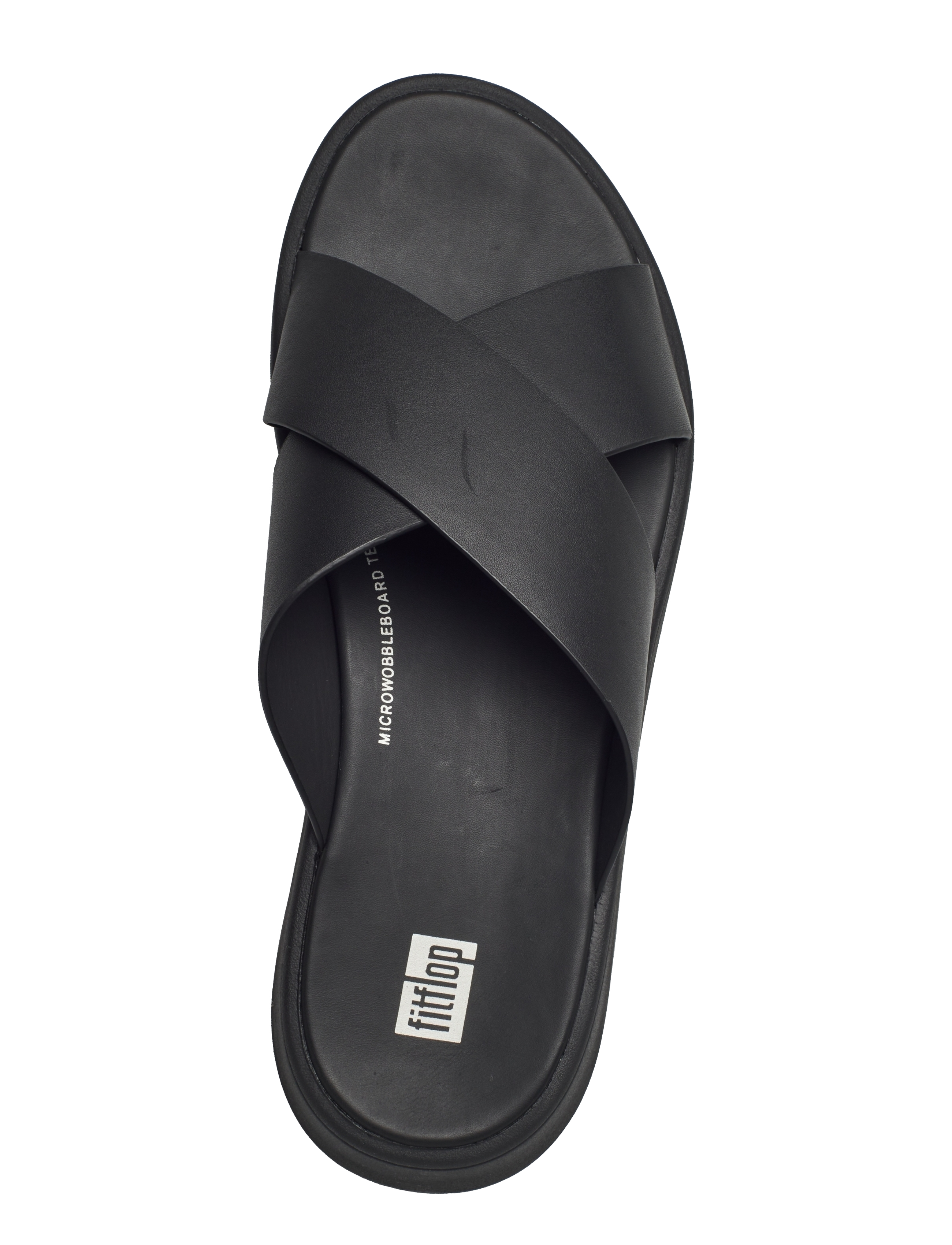 FitFlop - F-MODE LEATHER FLATFORM CROSS SLIDES - all black - 4