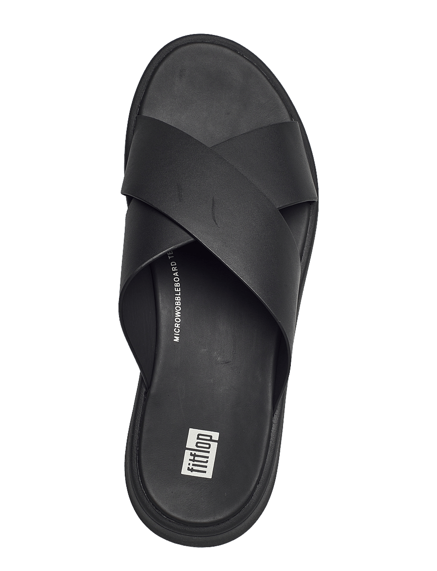 FitFlop - F-MODE LEATHER FLATFORM CROSS SLIDES - all black - 4