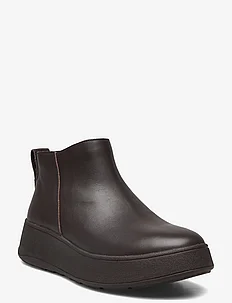 F-MODE LEATHER FLATFORM ZIP ANKLE BOOTS, FitFlop