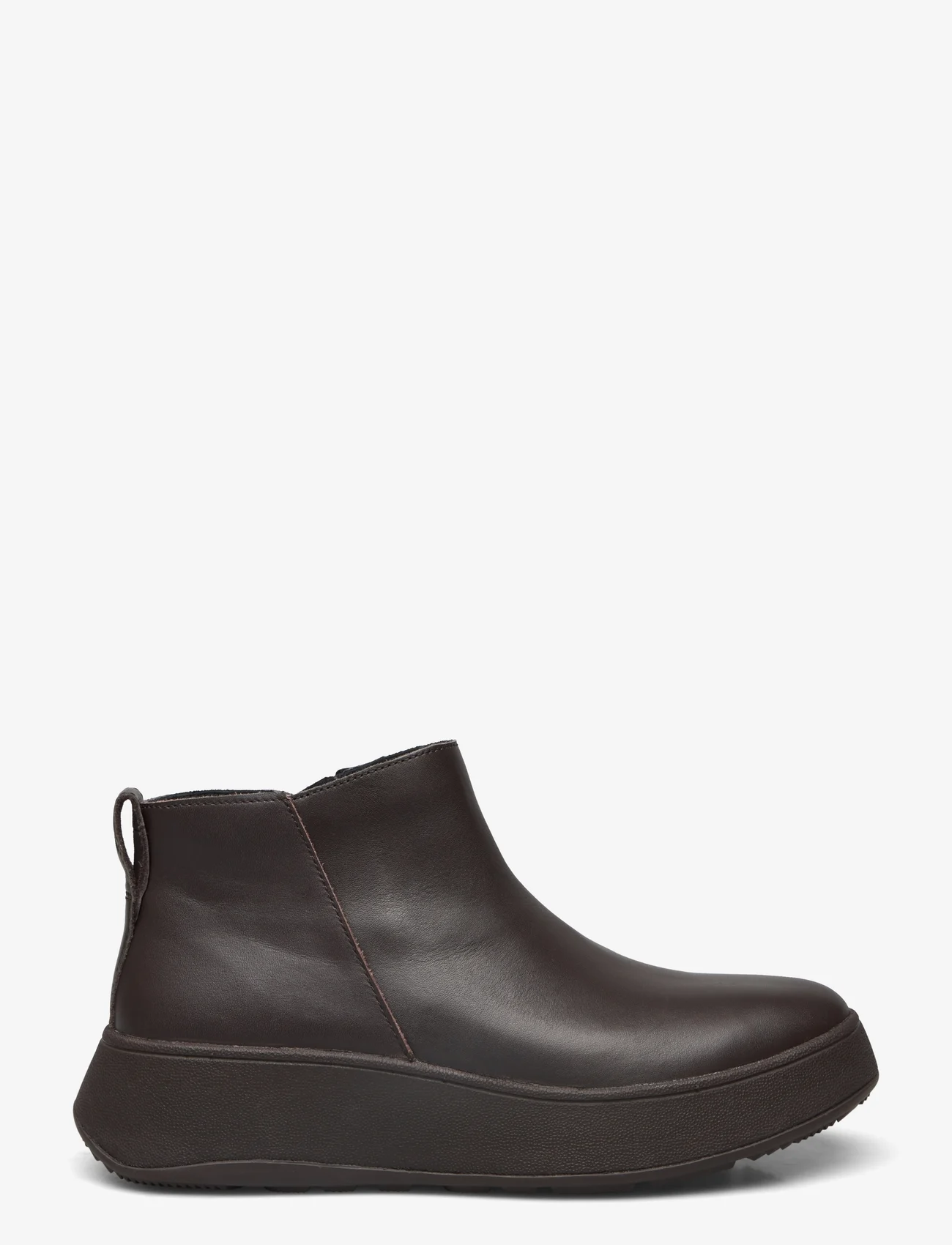 FitFlop - F-MODE LEATHER FLATFORM ZIP ANKLE BOOTS - tasapohjaiset nilkkurit - chocolate brown - 1