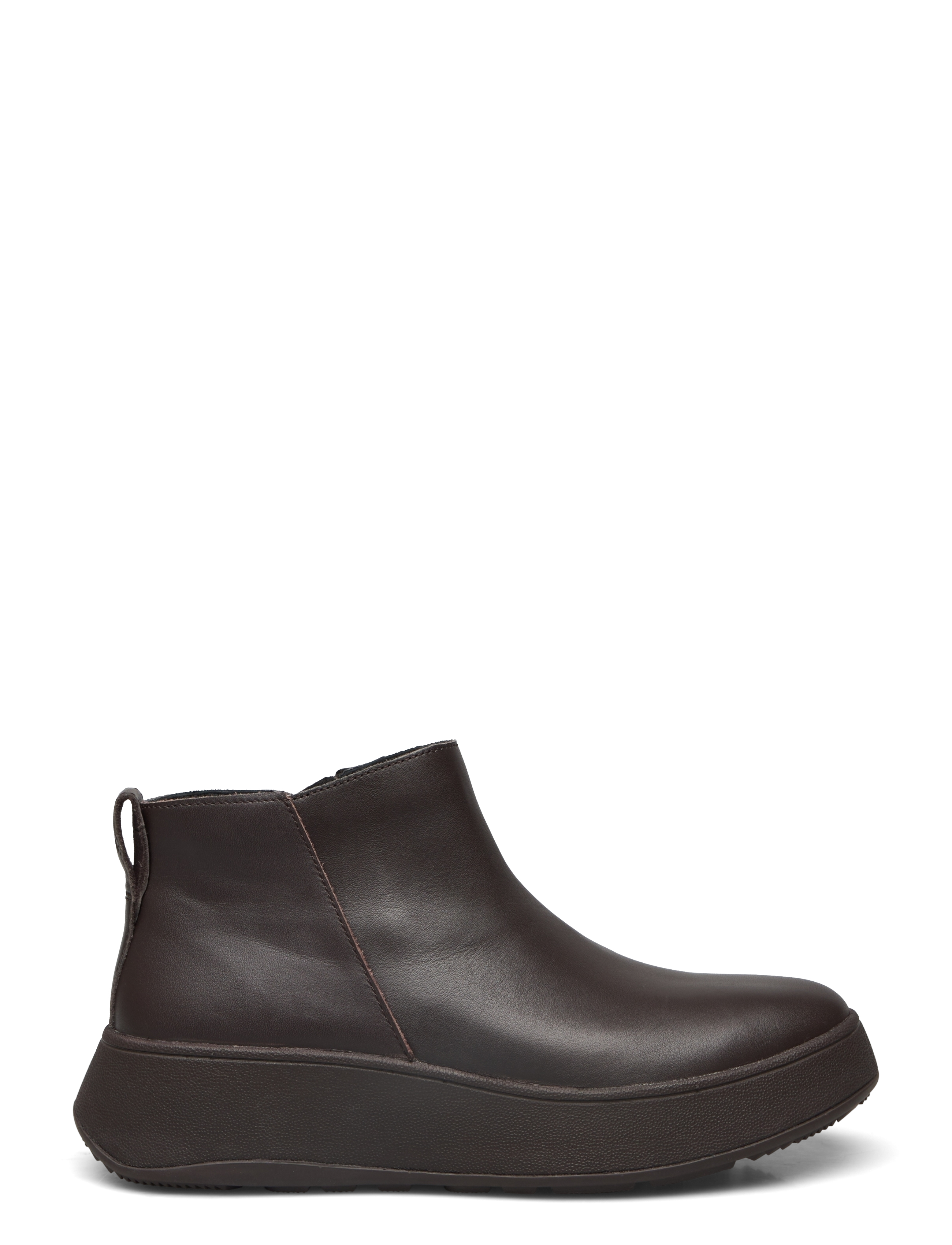 FitFlop - F-MODE LEATHER FLATFORM ZIP ANKLE BOOTS - flat ankle boots - chocolate brown - 1