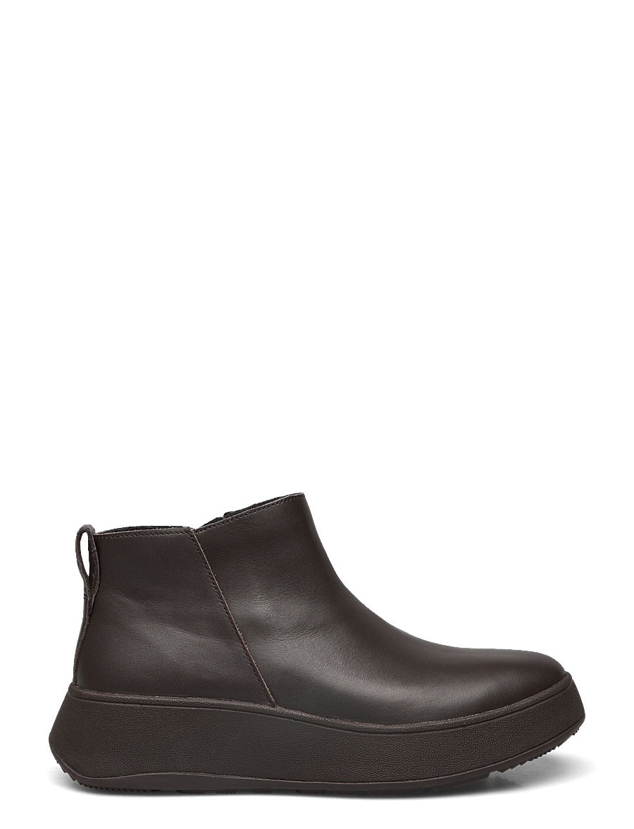 FitFlop - F-MODE LEATHER FLATFORM ZIP ANKLE BOOTS - platta ankelboots - chocolate brown - 1
