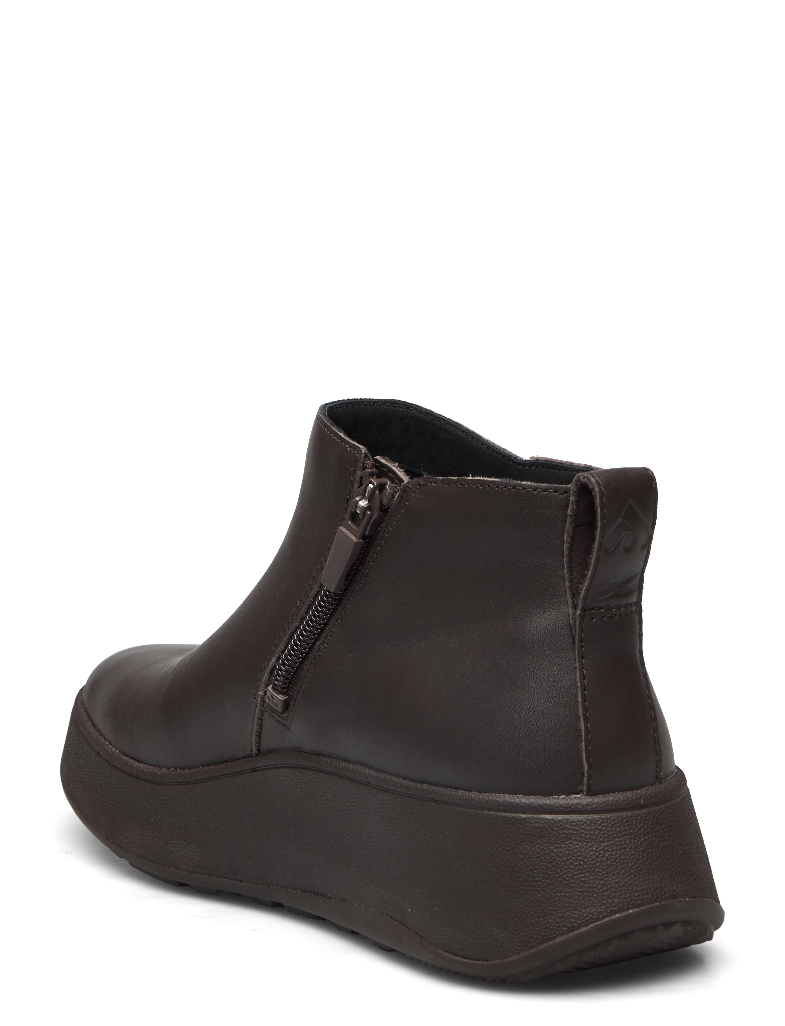 FitFlop - F-MODE LEATHER FLATFORM ZIP ANKLE BOOTS - flat ankle boots - chocolate brown - 2