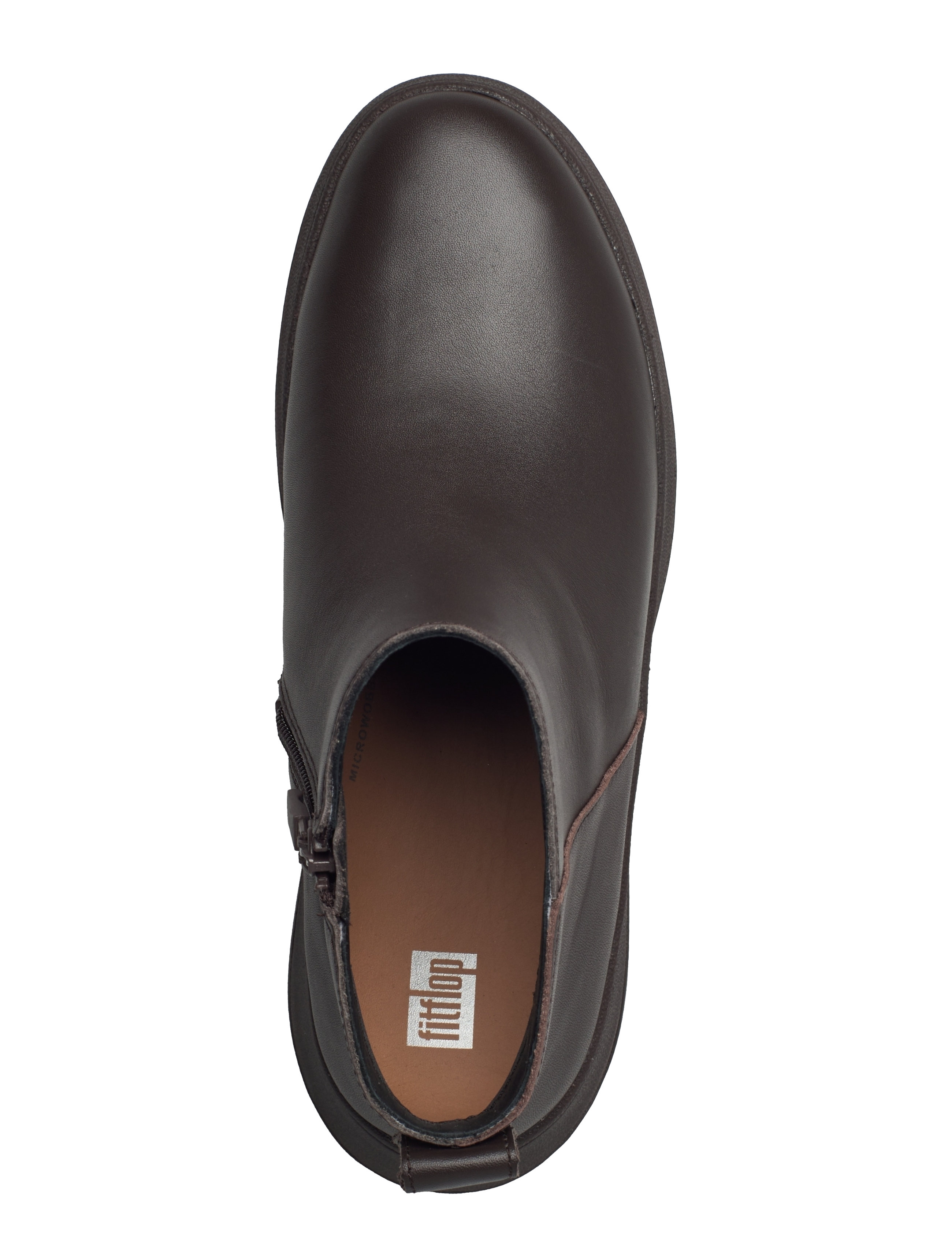 FitFlop - F-MODE LEATHER FLATFORM ZIP ANKLE BOOTS - flat ankle boots - chocolate brown - 3