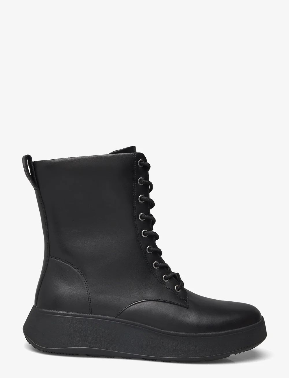 FitFlop - F-MODE LEATHER LACE-UP FLATFORM ANKLE BOOTS - bottes lacées - all black - 1