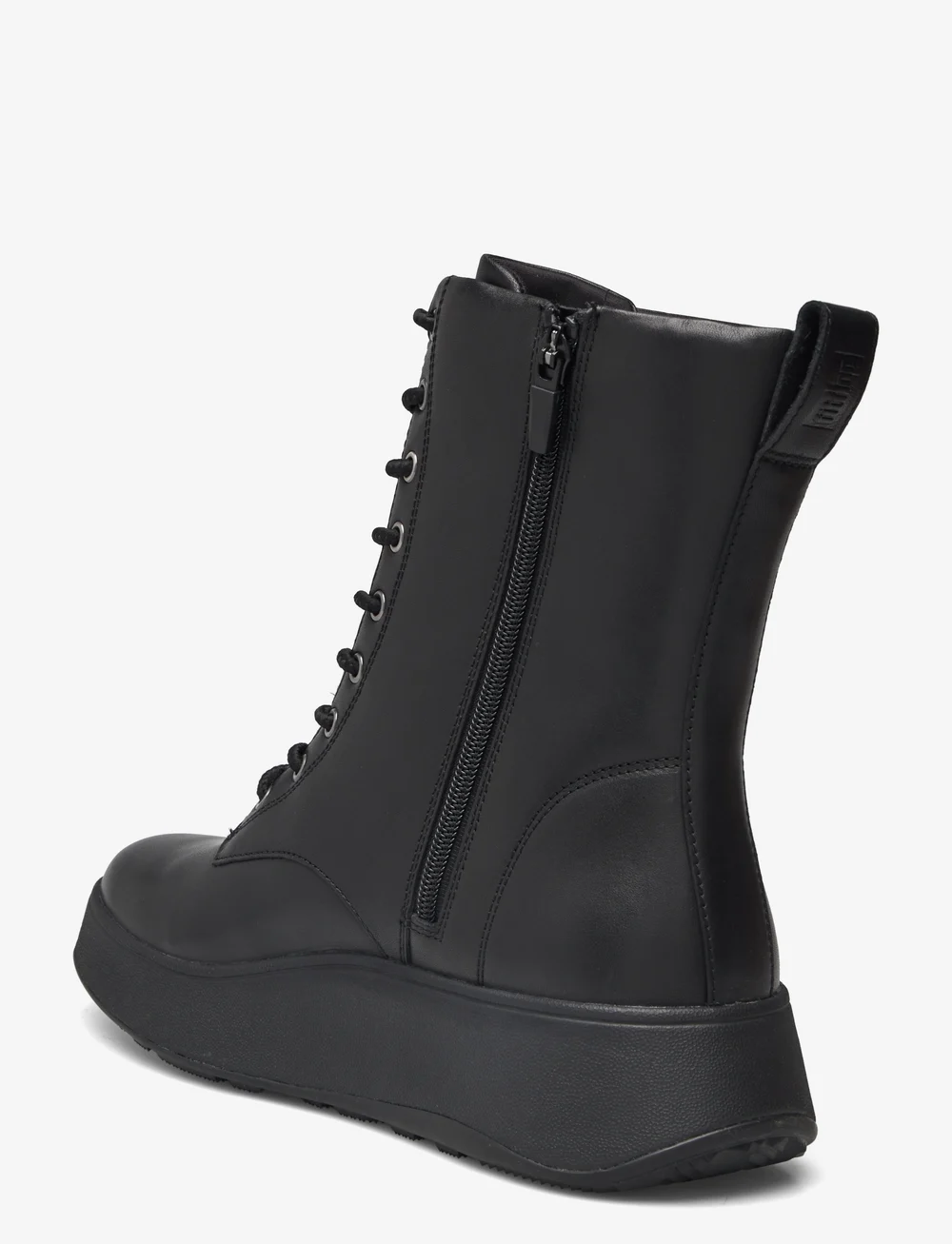 FitFlop - F-MODE LEATHER LACE-UP FLATFORM ANKLE BOOTS - bottes lacées - all black - 2