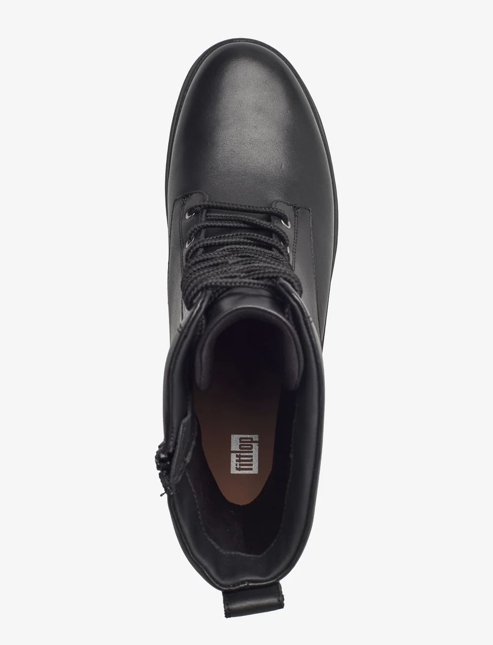 FitFlop - F-MODE LEATHER LACE-UP FLATFORM ANKLE BOOTS - bottes lacées - all black - 3