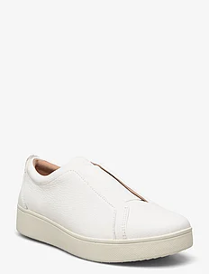 RALLY ELASTIC TUMBLED-LEATHER SLIP-ON SNEAKERS, FitFlop