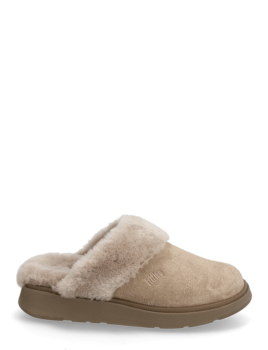FitFlop - GEN-FF SHEARLING-COLLAR SUEDE SLIPPERS - hausschuhe - taupe - 1