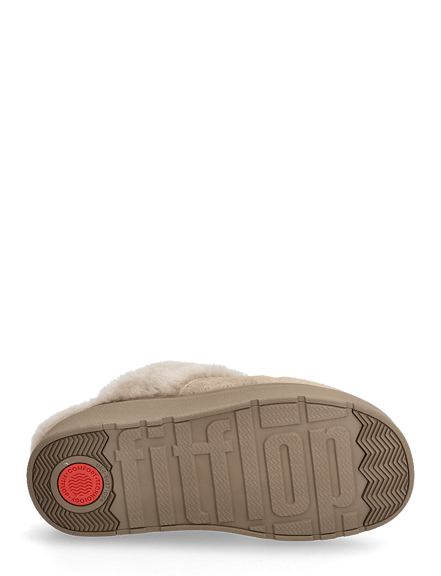 FitFlop - GEN-FF SHEARLING-COLLAR SUEDE SLIPPERS - hausschuhe - taupe - 4