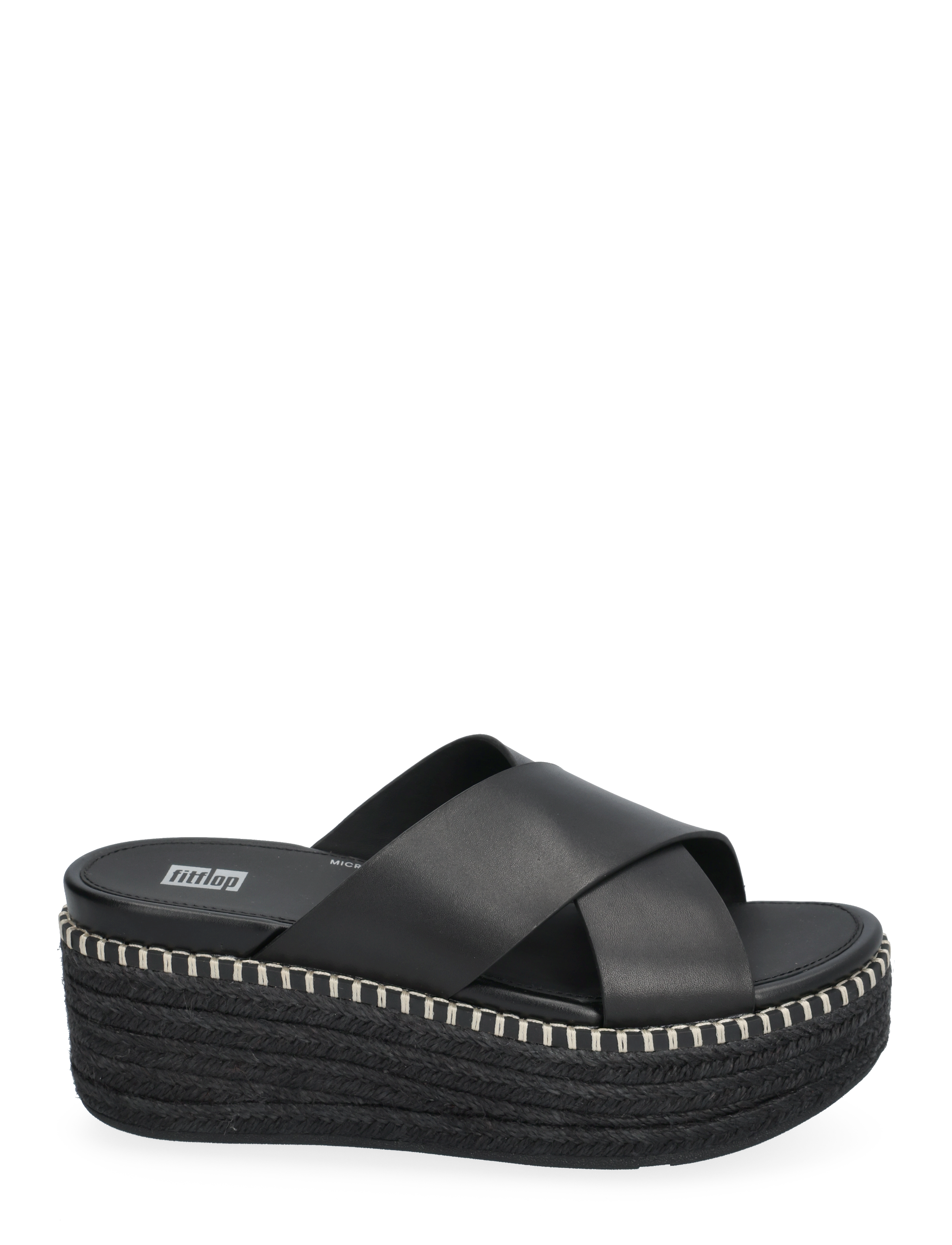 FitFlop - ELOISE ESPADRILLE LEATHER WEDGE CROSS SLIDES - black - 1