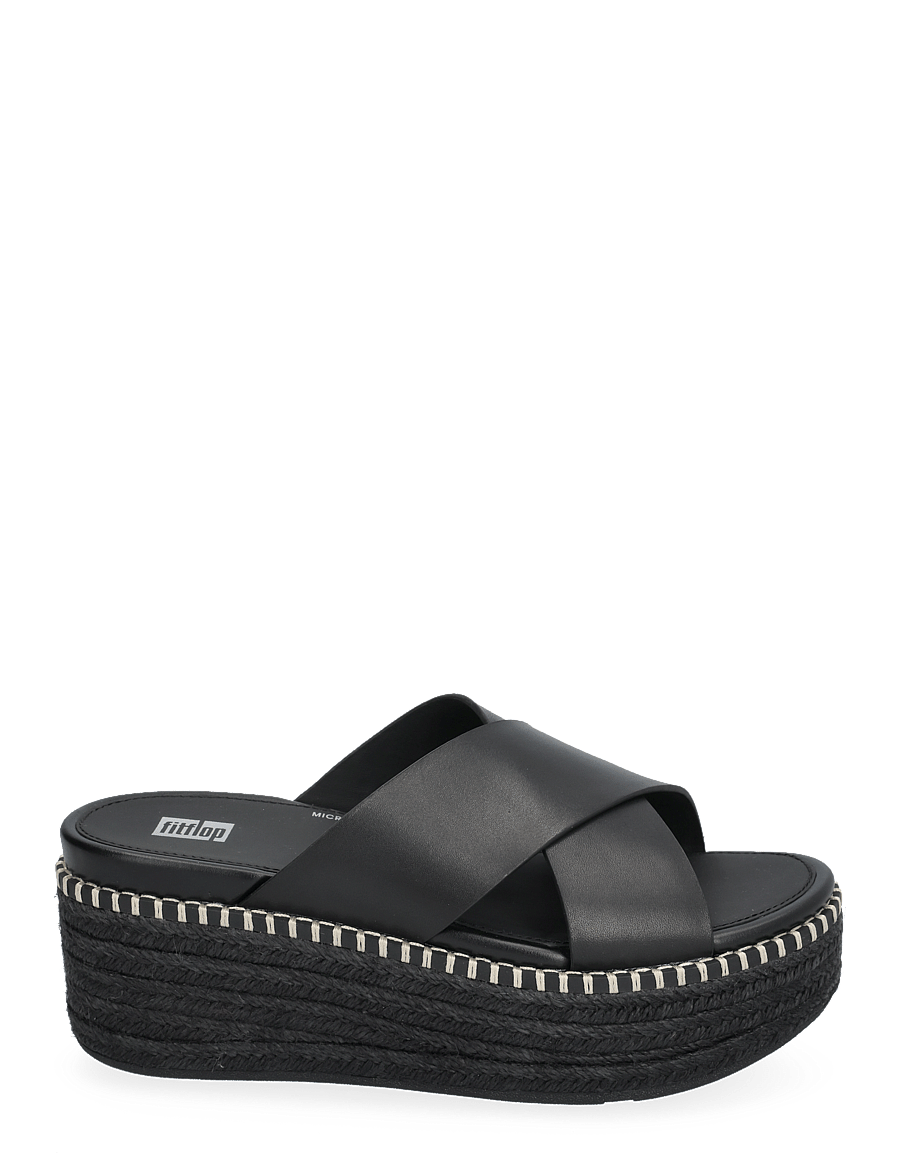 FitFlop - ELOISE ESPADRILLE LEATHER WEDGE CROSS SLIDES - black - 1