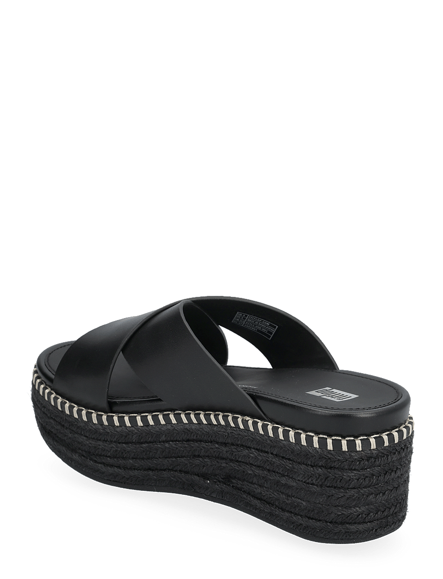 FitFlop - ELOISE ESPADRILLE LEATHER WEDGE CROSS SLIDES - black - 2