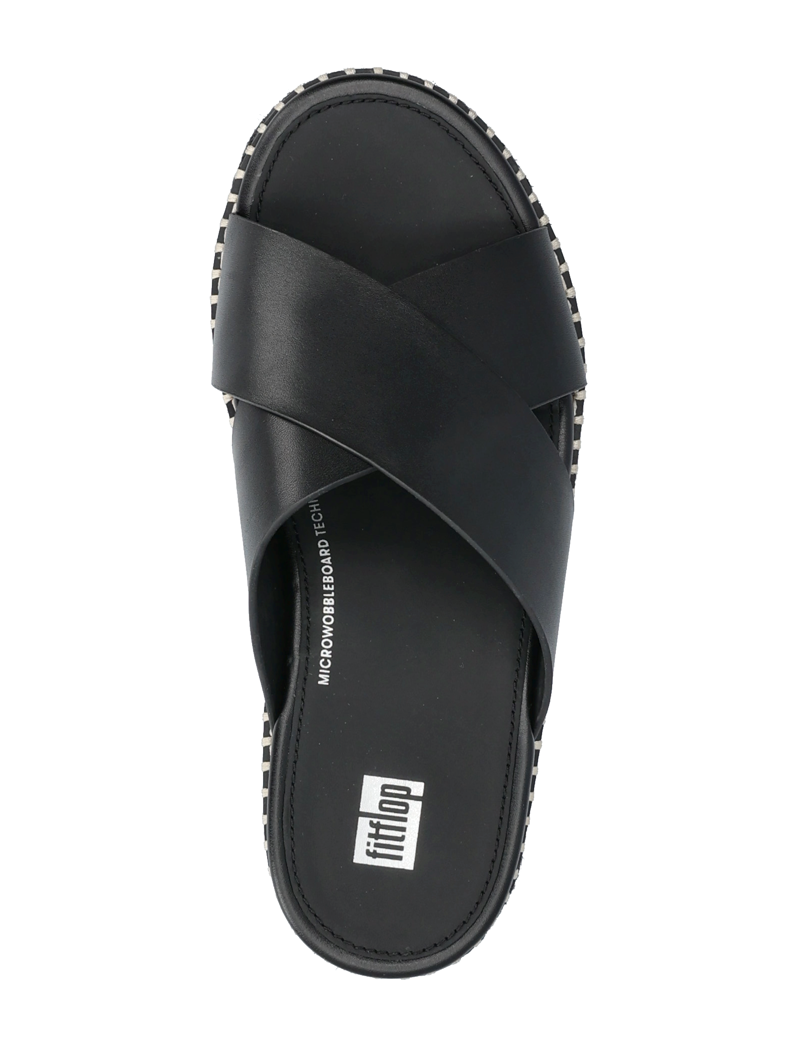 FitFlop - ELOISE ESPADRILLE LEATHER WEDGE CROSS SLIDES - black - 3