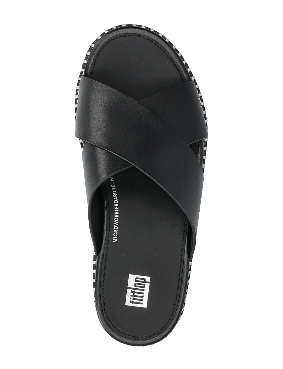 FitFlop - ELOISE ESPADRILLE LEATHER WEDGE CROSS SLIDES - black - 3