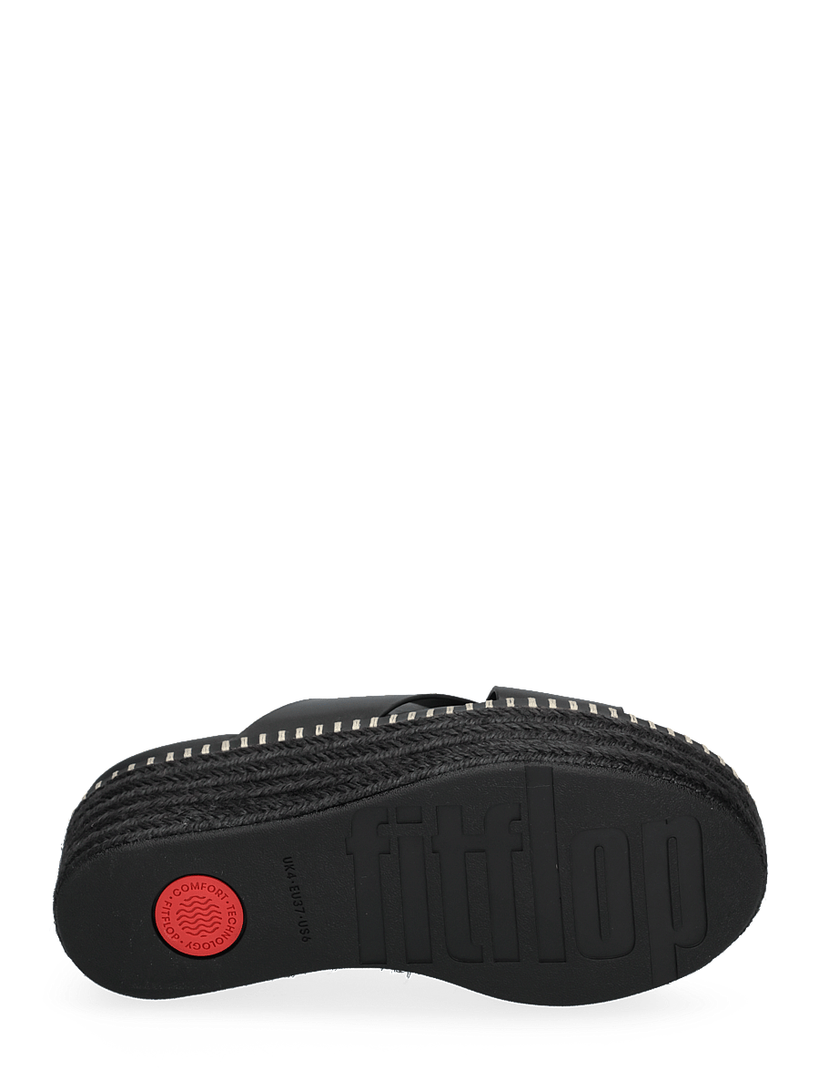 FitFlop - ELOISE ESPADRILLE LEATHER WEDGE CROSS SLIDES - black - 4