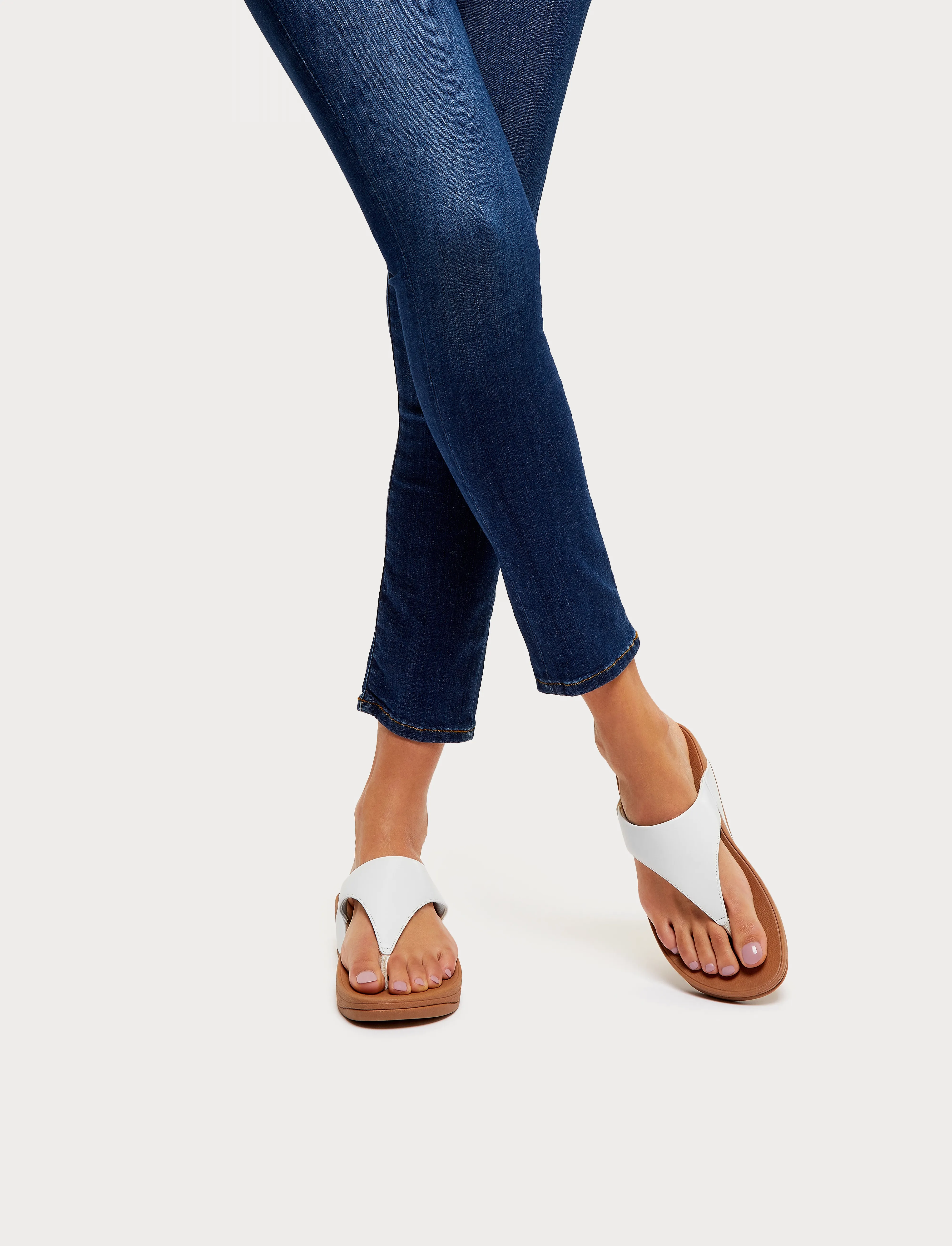 FitFlop Lulu Leather Toepost, Kvinder, Tårem Sandal, Hvid, Str: 39