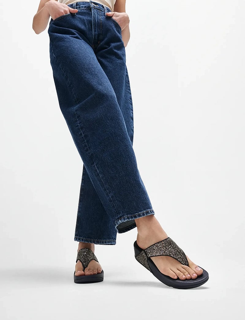 FitFlop - LULU MULTI-TONAL GLITTER TOE-POST SANDALS - platform sandals - midnight navy mix - 0