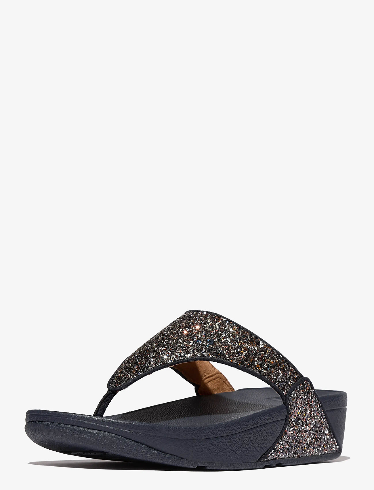 FitFlop - LULU MULTI-TONAL GLITTER TOE-POST SANDALS - platform sandals - midnight navy mix - 3