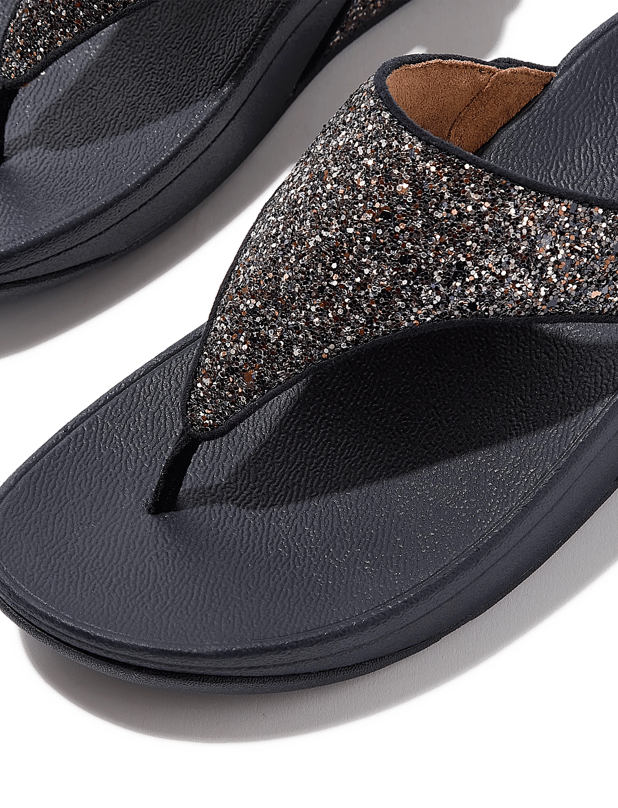 FitFlop - LULU MULTI-TONAL GLITTER TOE-POST SANDALS - platformsandaler - midnight navy mix - 4