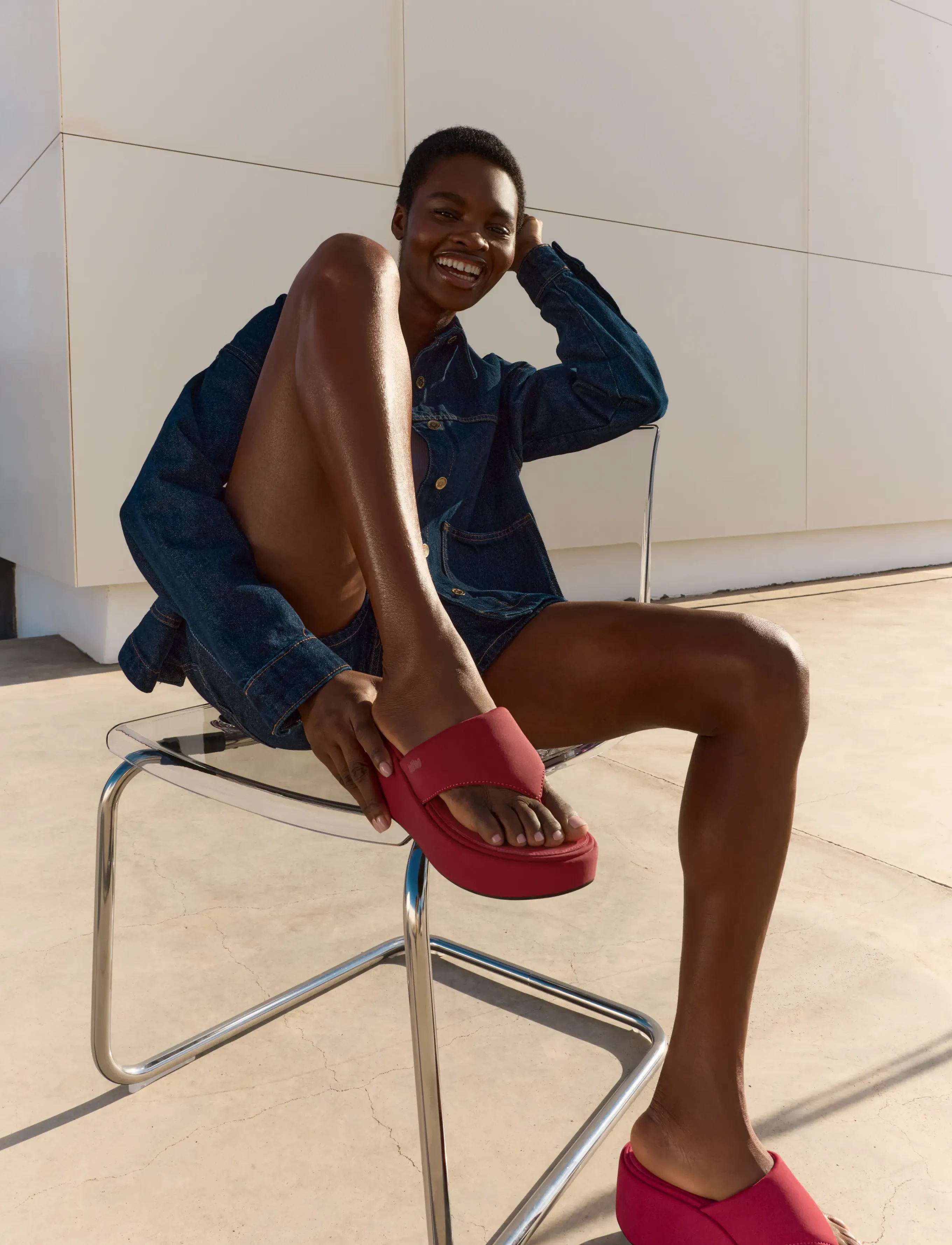 FitFlop Platfforms Wedge Toe-Post Sandals, Kvinder, Platform Kilehæl Tårem Sandaler, Rød, Str: 41