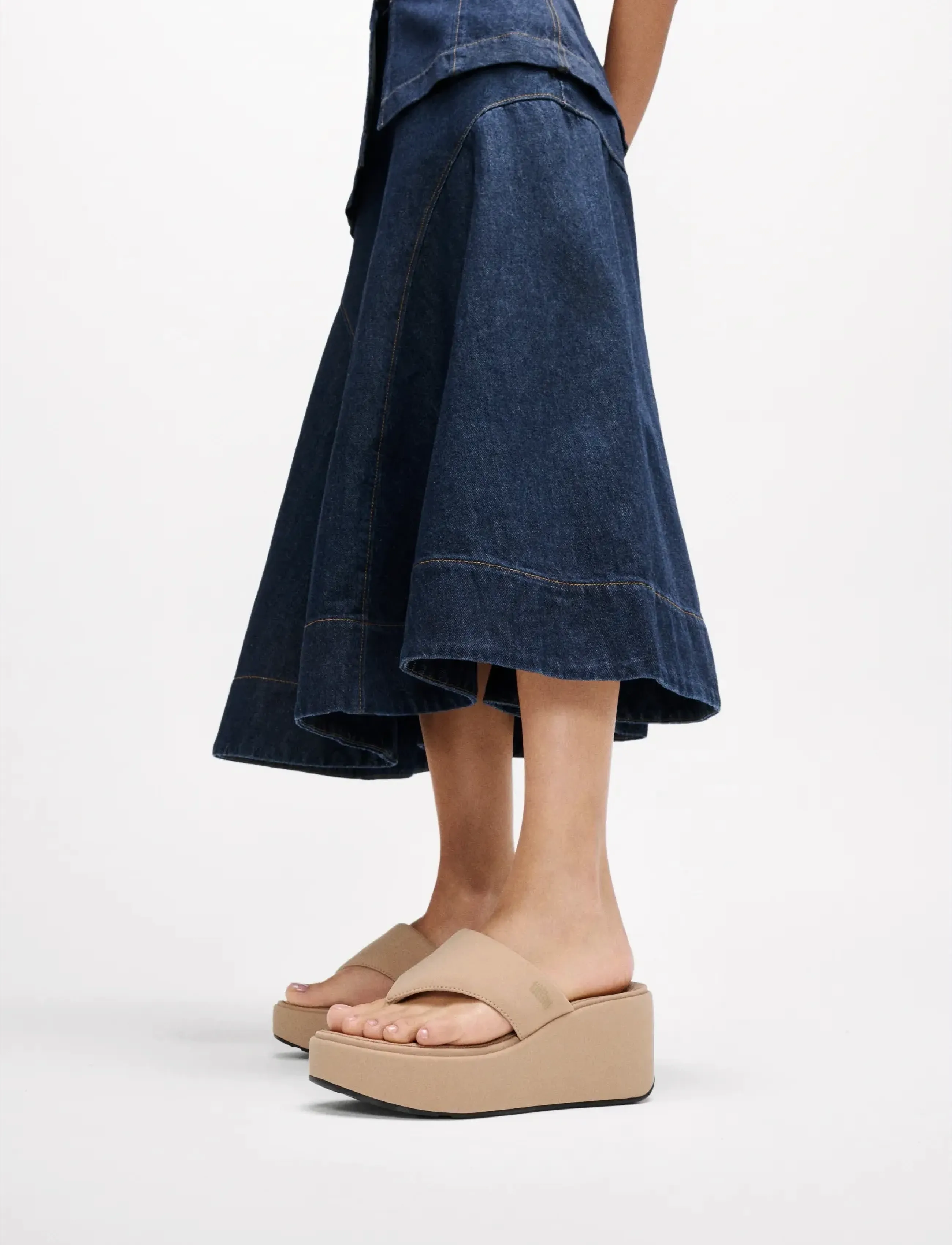 FitFlop Platfforms Wedge Toe-Post Sandals, Kvinder, Platform Kilehæl Tårem Sandaler, Beige, Str: 41