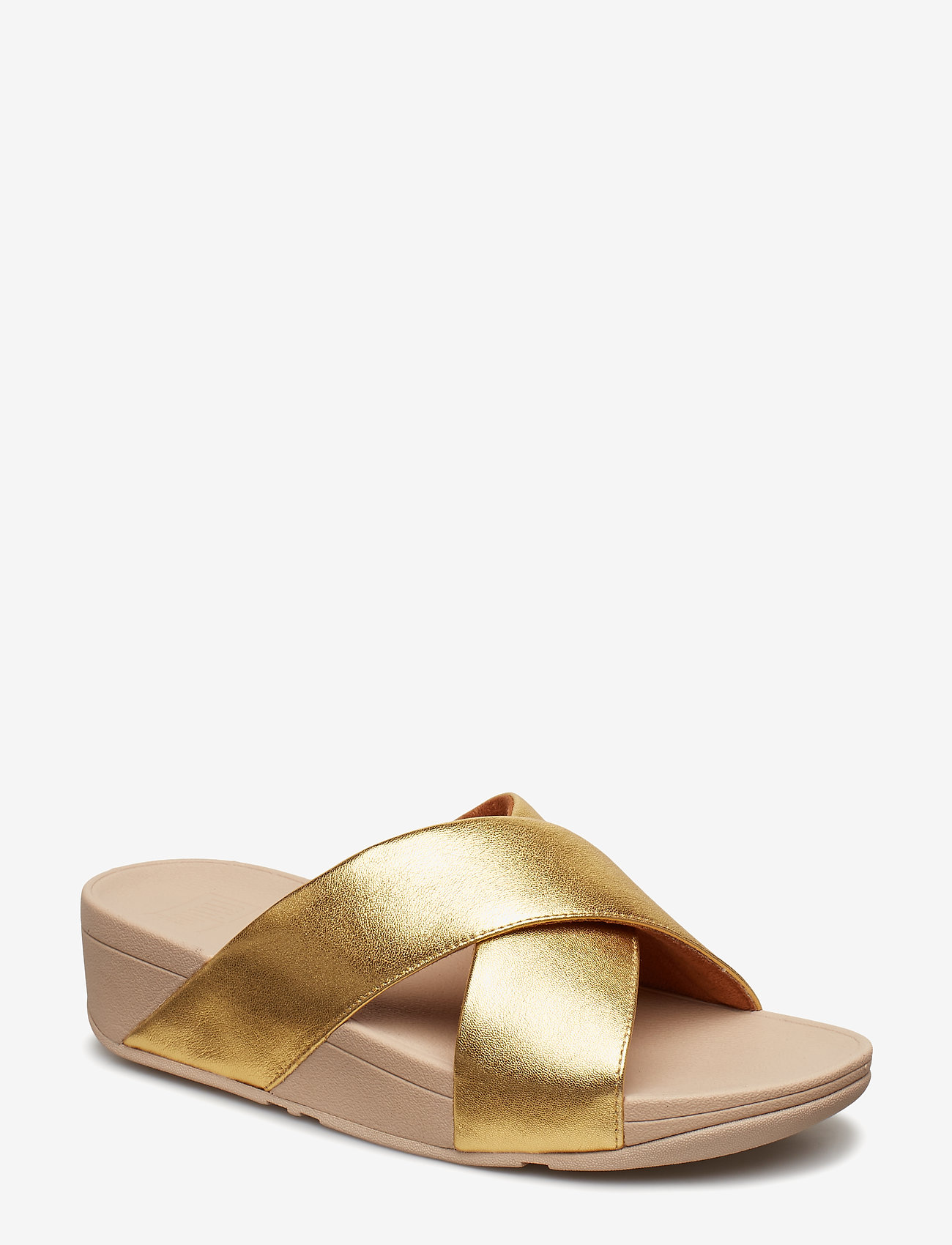 LULU CROSS SLIDE SANDALS - LEATHER - ARTISAN GOLD