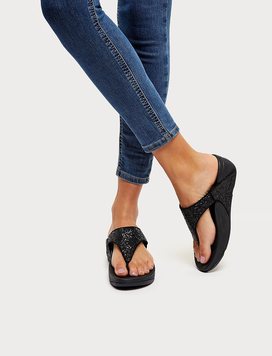 FitFlop - LULU GLITTER TOE-POST SANDALS - flip flops - midnight navy - 0