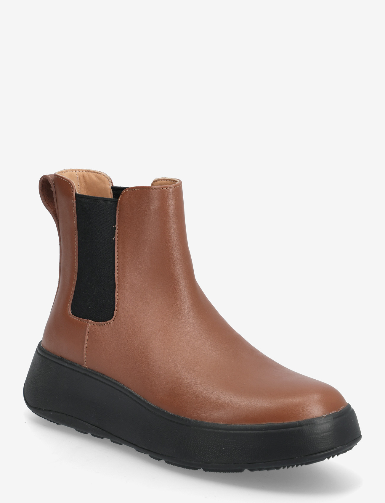 FitFlop - F-MODE LEATHER FLATFORM CHELSEA BOOTS - everyday style - rich brown - 0