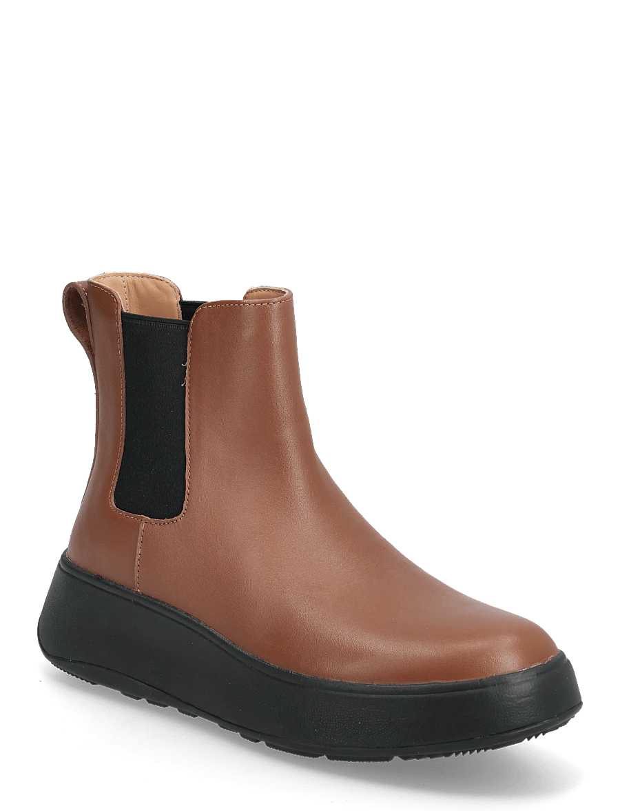 FitFlop - F-MODE LEATHER FLATFORM CHELSEA BOOTS - chelsea-saapad - rich brown - 0