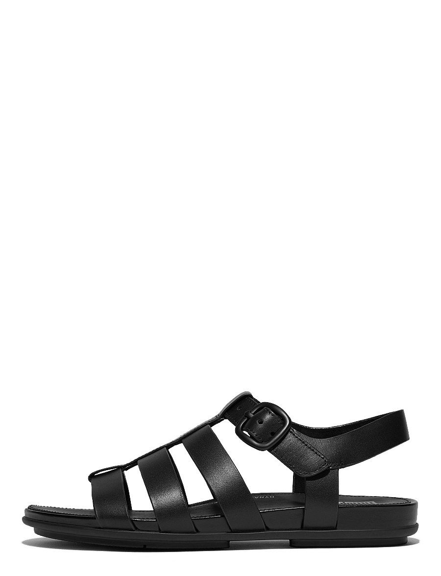 FitFlop - GRACIE RUBBER-BUCKLE LEATHER FISHERMAN SANDALS - all black - 1