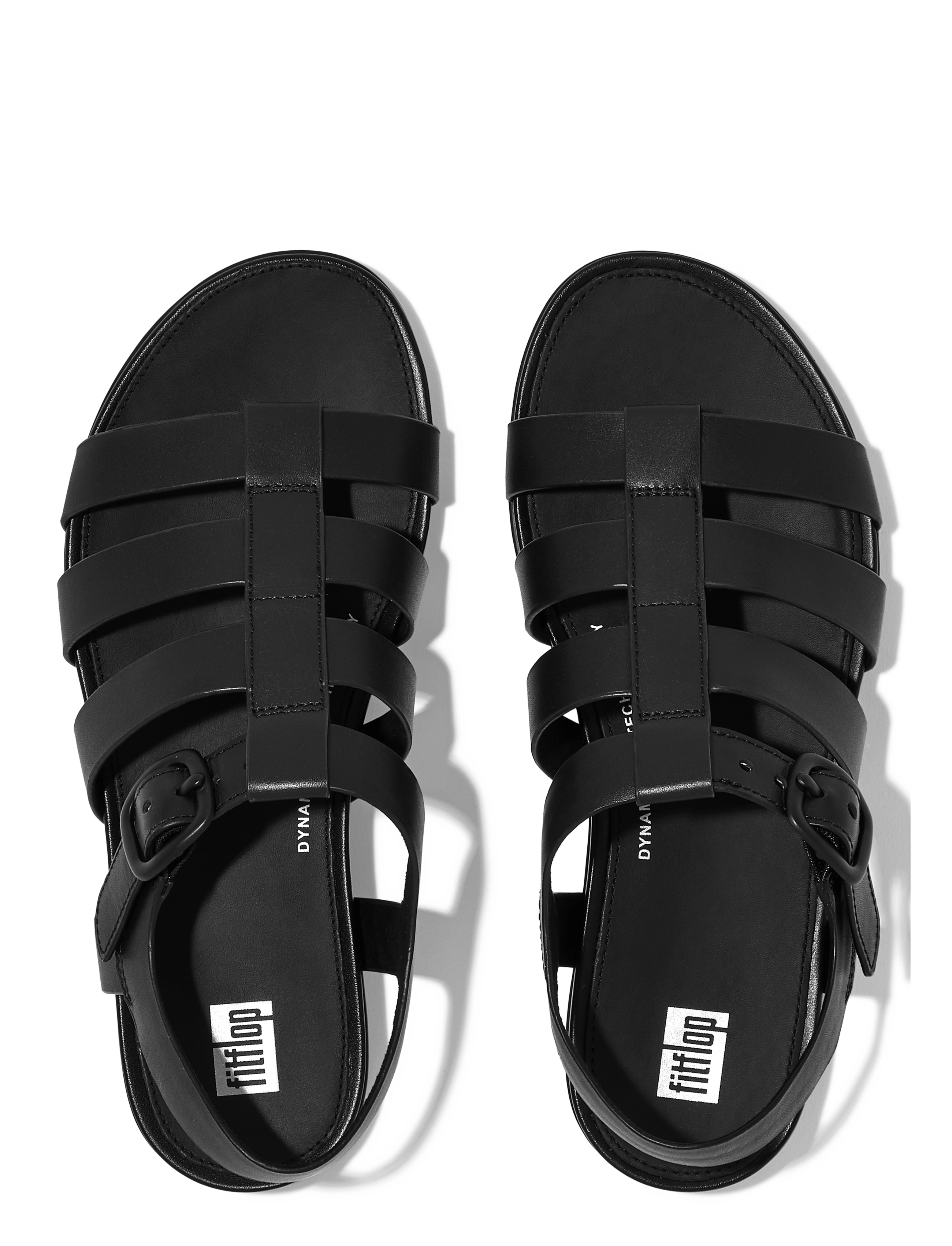 FitFlop - GRACIE RUBBER-BUCKLE LEATHER FISHERMAN SANDALS - all black - 2