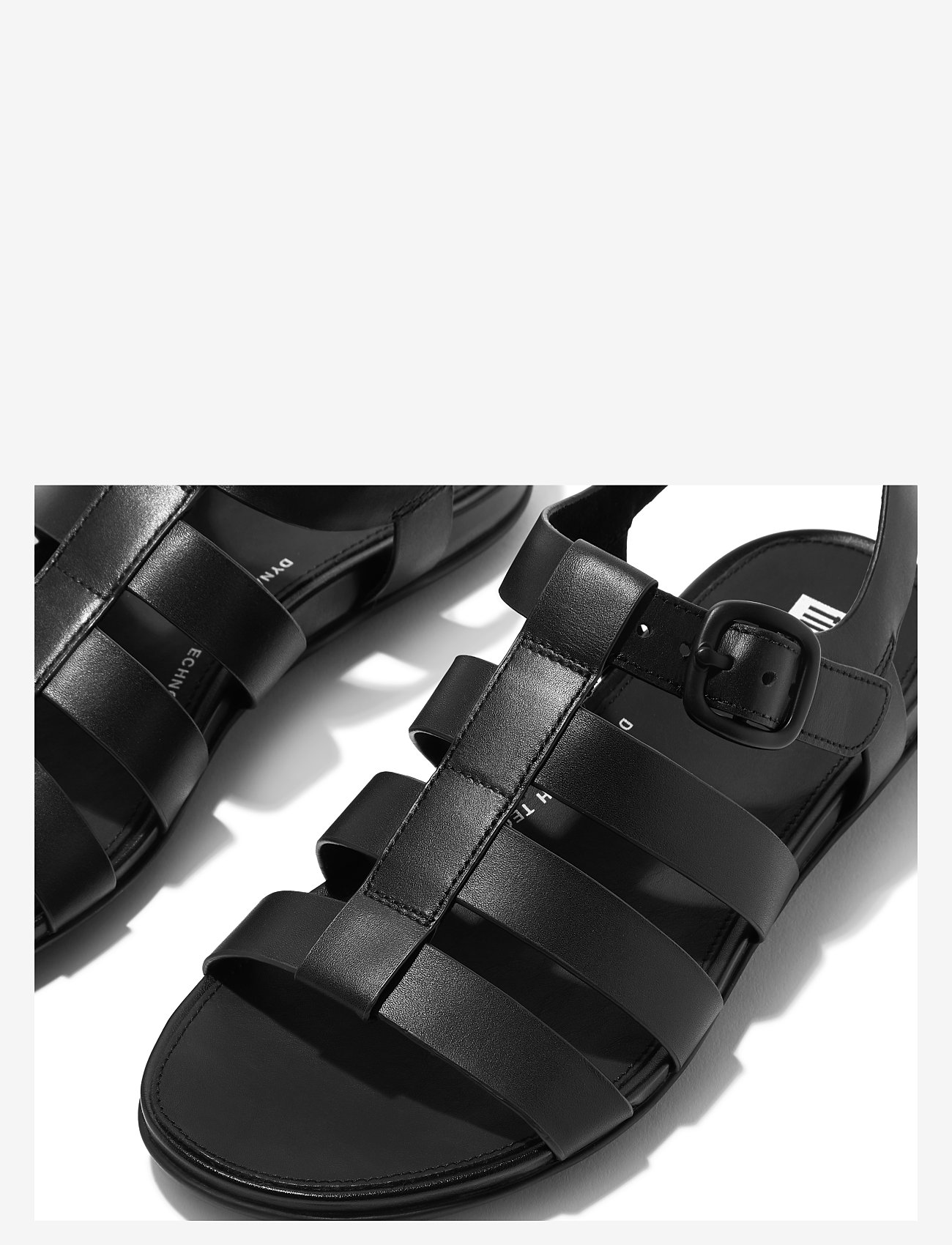 FitFlop - GRACIE RUBBER-BUCKLE LEATHER FISHERMAN SANDALS - gladiator sandals - all black - 3