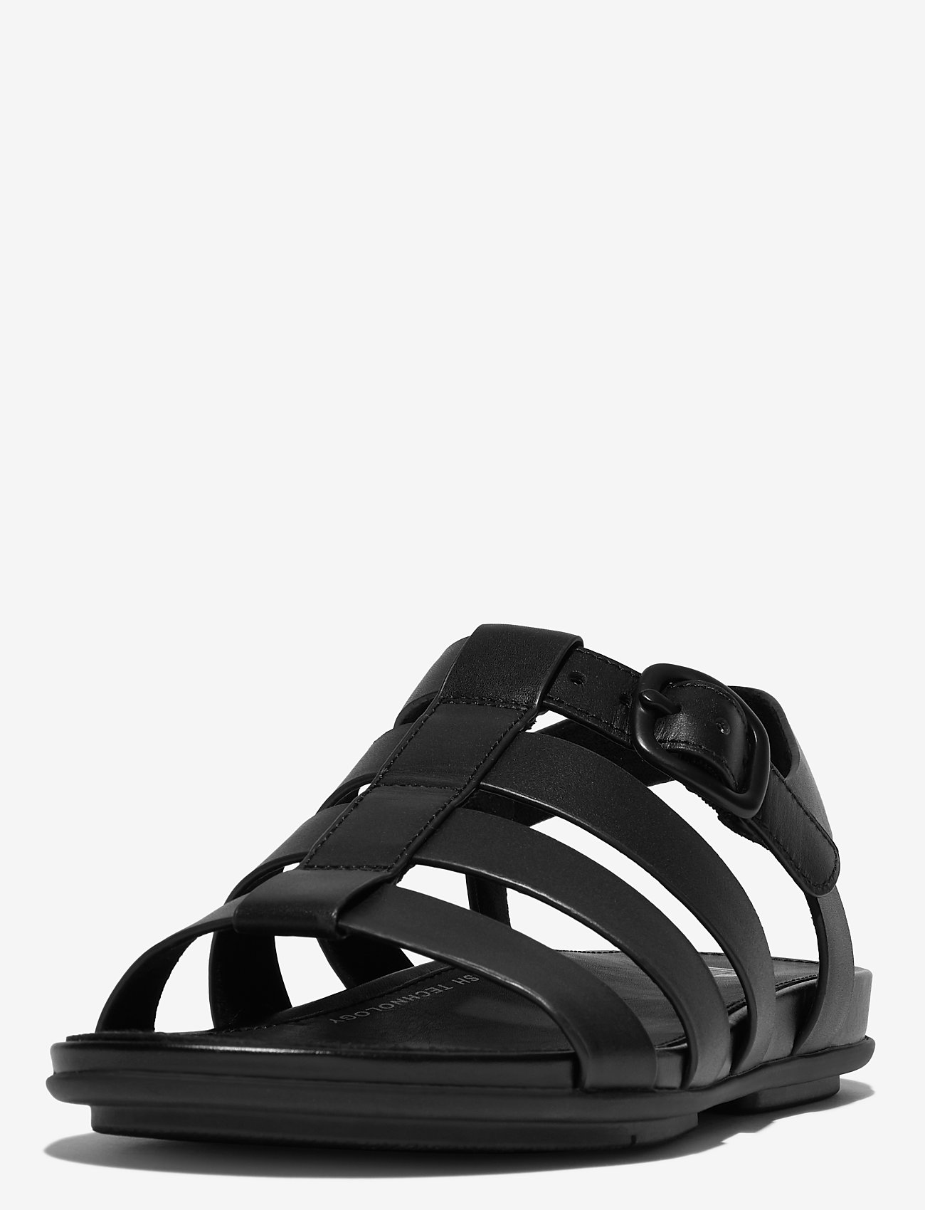 FitFlop - GRACIE RUBBER-BUCKLE LEATHER FISHERMAN SANDALS - gladiator sandals - all black - 4