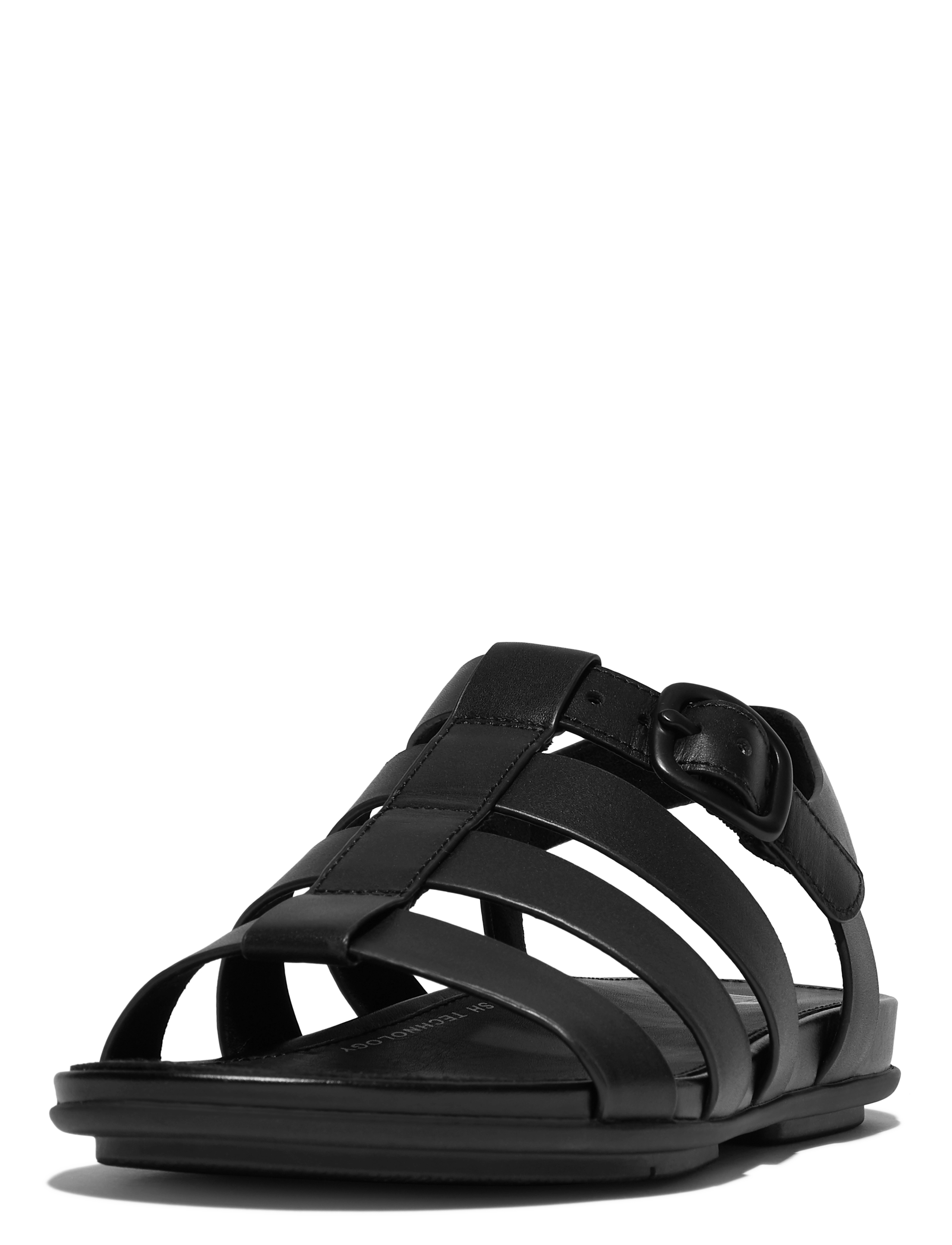 FitFlop - GRACIE RUBBER-BUCKLE LEATHER FISHERMAN SANDALS - all black - 4