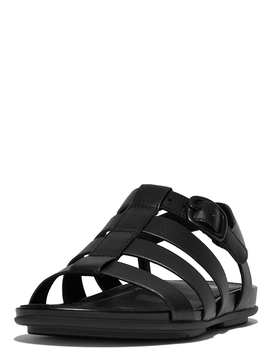 FitFlop - GRACIE RUBBER-BUCKLE LEATHER FISHERMAN SANDALS - all black - 4