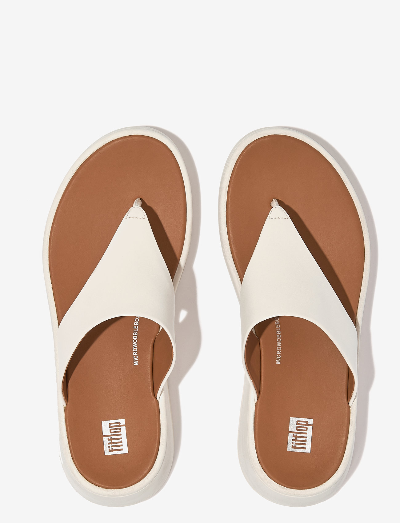 FitFlop - F-MODE LEATHER FLATFORM TOE-POST SANDALS - plätud - cream - 1