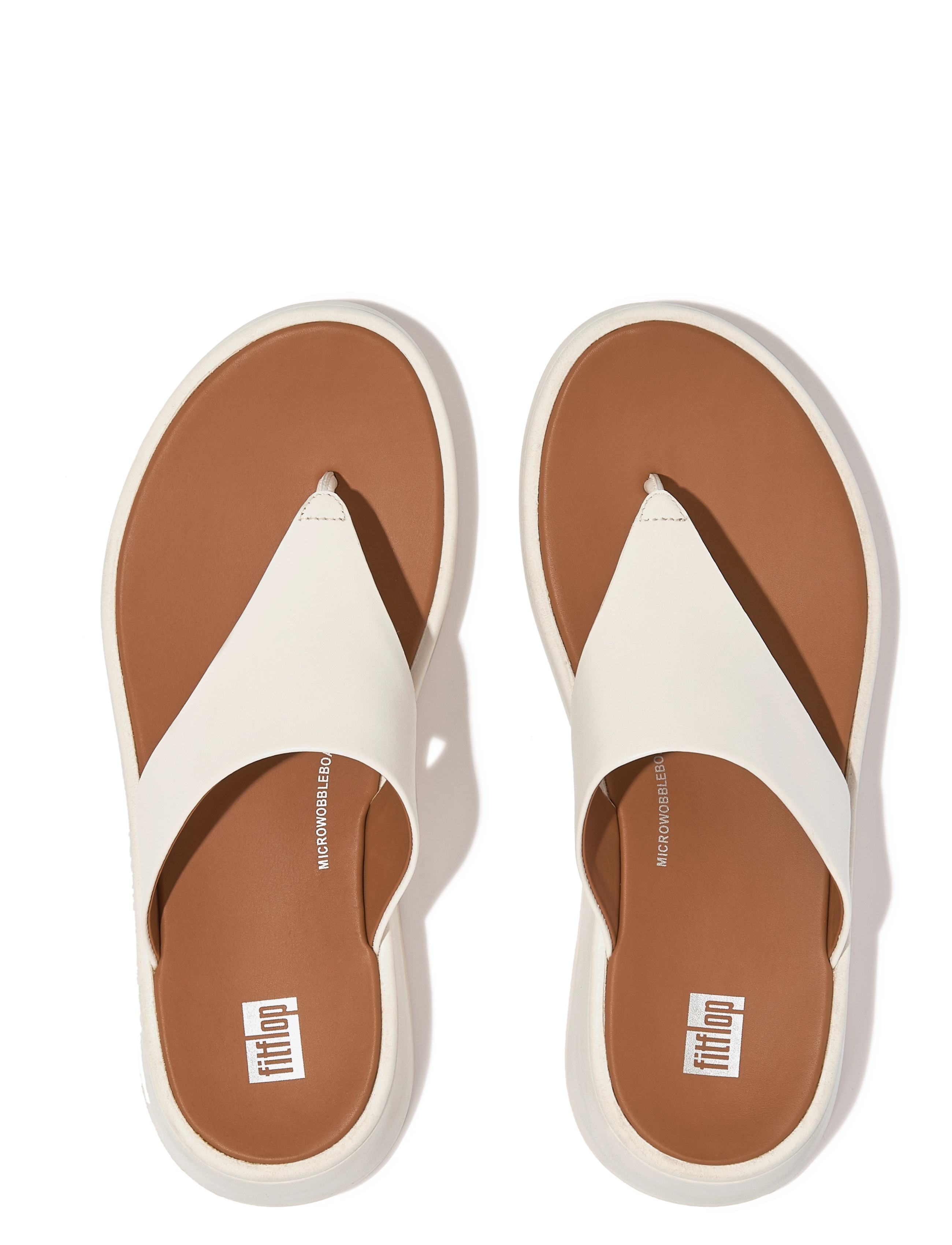 FitFlop - F-MODE LEATHER FLATFORM TOE-POST SANDALS - cream - 2