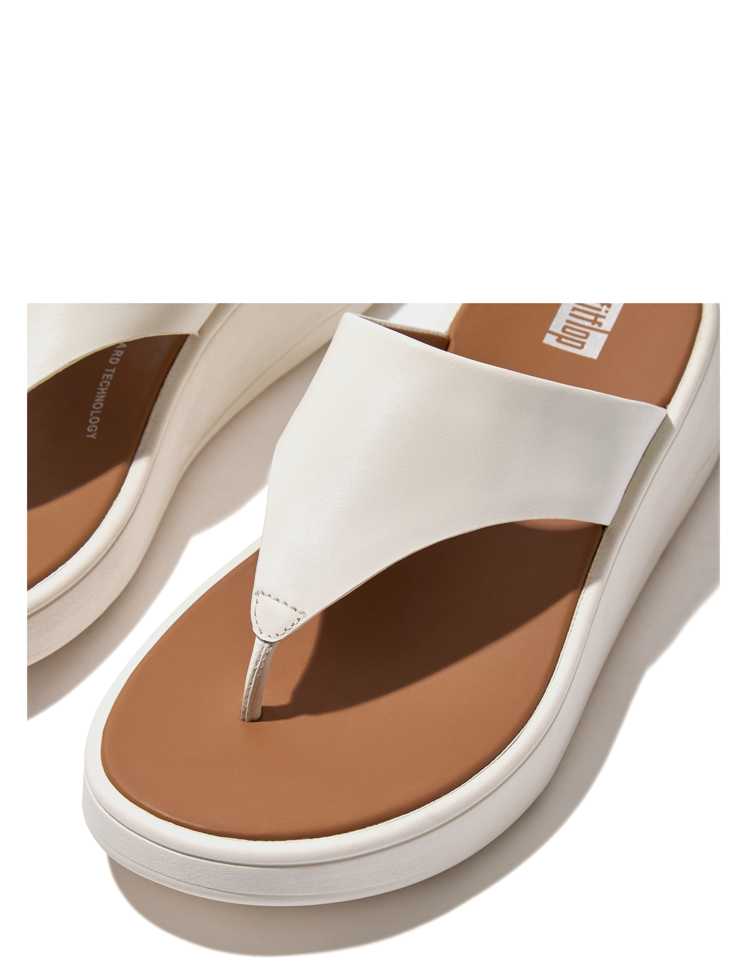 FitFlop - F-MODE LEATHER FLATFORM TOE-POST SANDALS - cream - 3