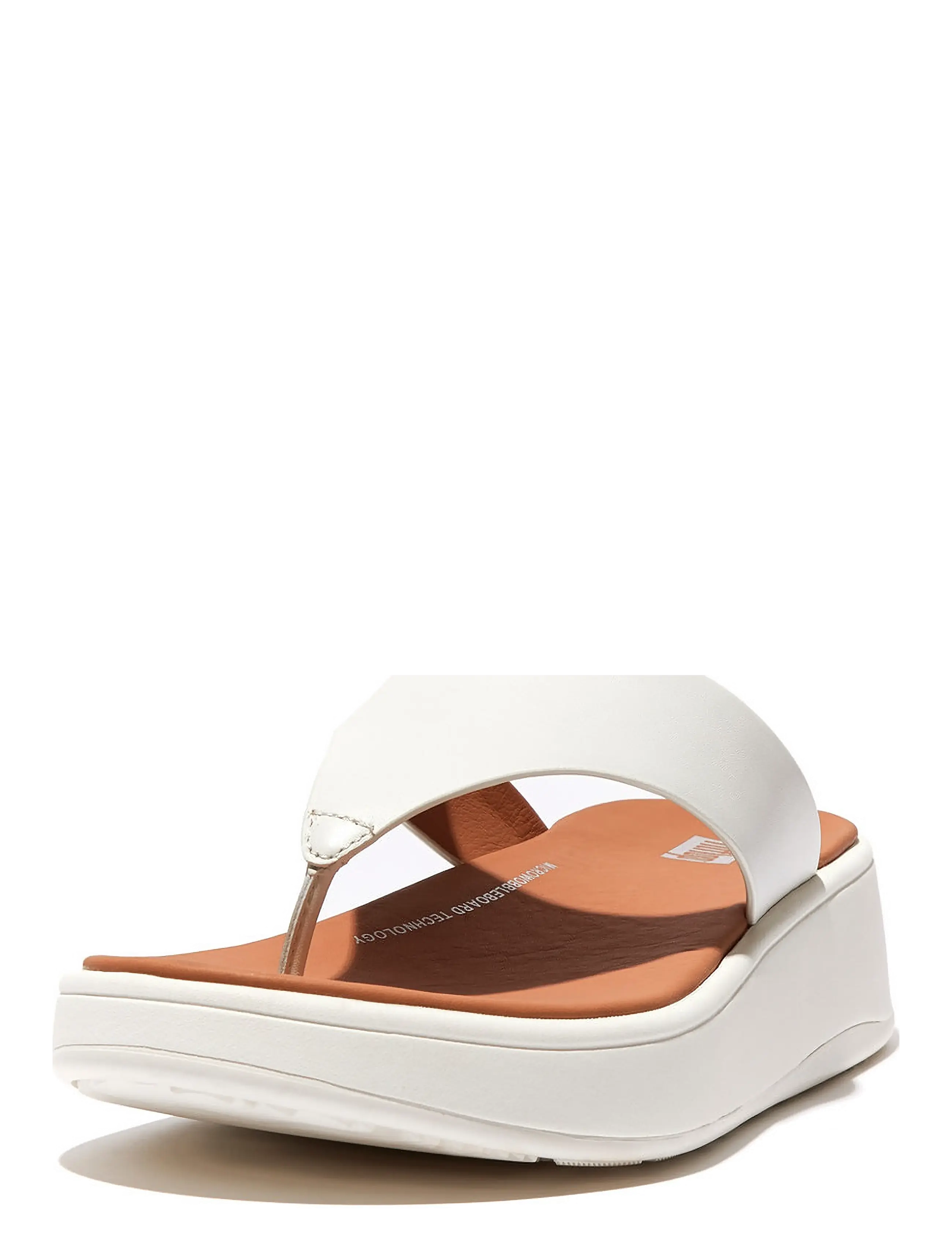 FitFlop - F-MODE LEATHER FLATFORM TOE-POST SANDALS - cream - 4