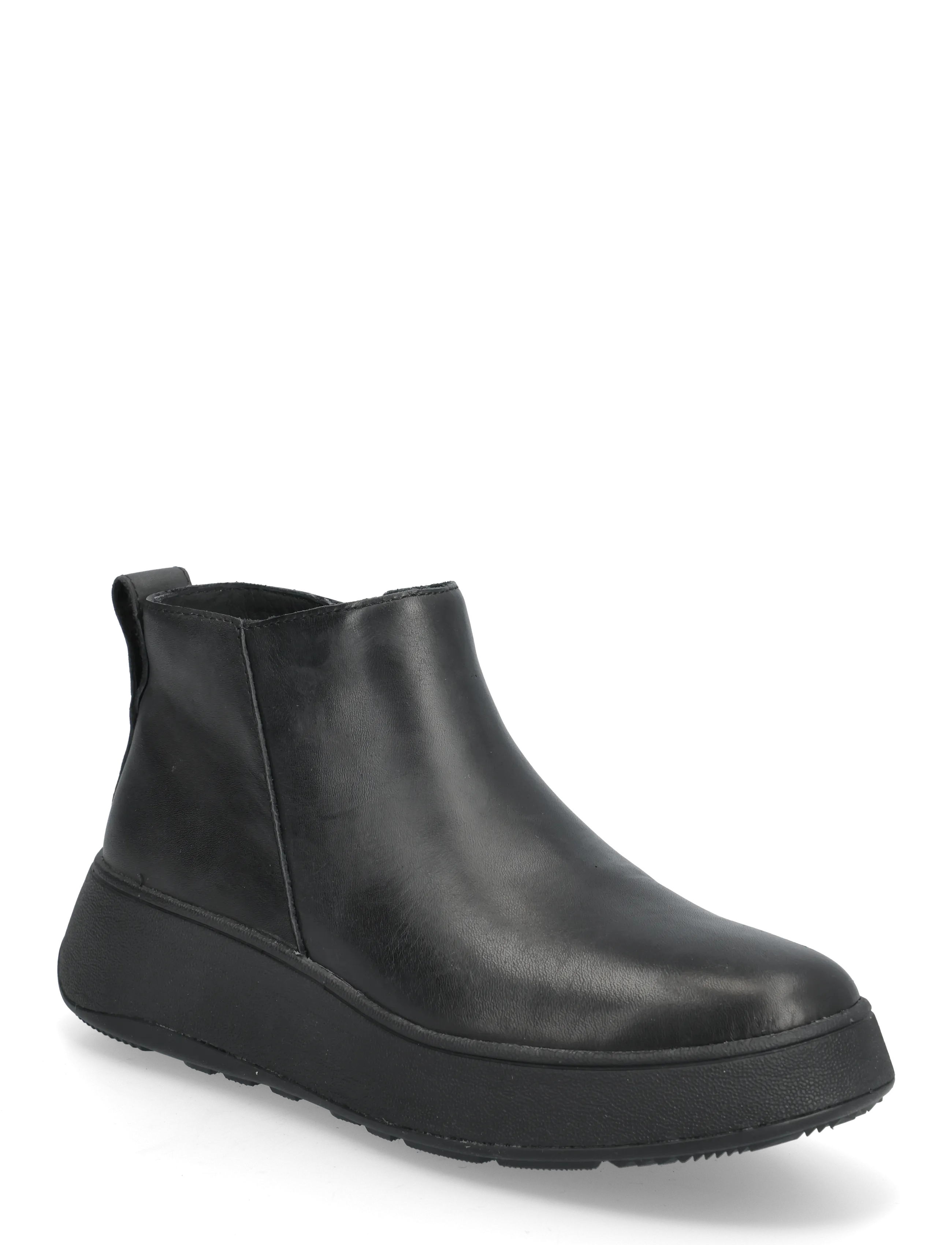 FitFlop F-MODE LEATHER FLATFORM ZIP ANKLE BOOTS - Transitional Layering - ALL BLACK / black