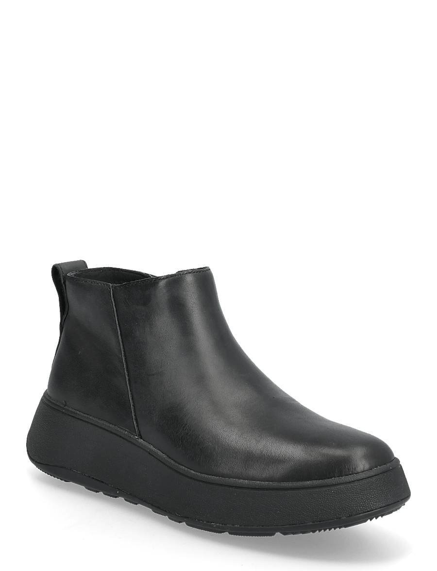 FitFlop - F-MODE LEATHER FLATFORM ZIP ANKLE BOOTS - madalad poolsaapad - all black - 0
