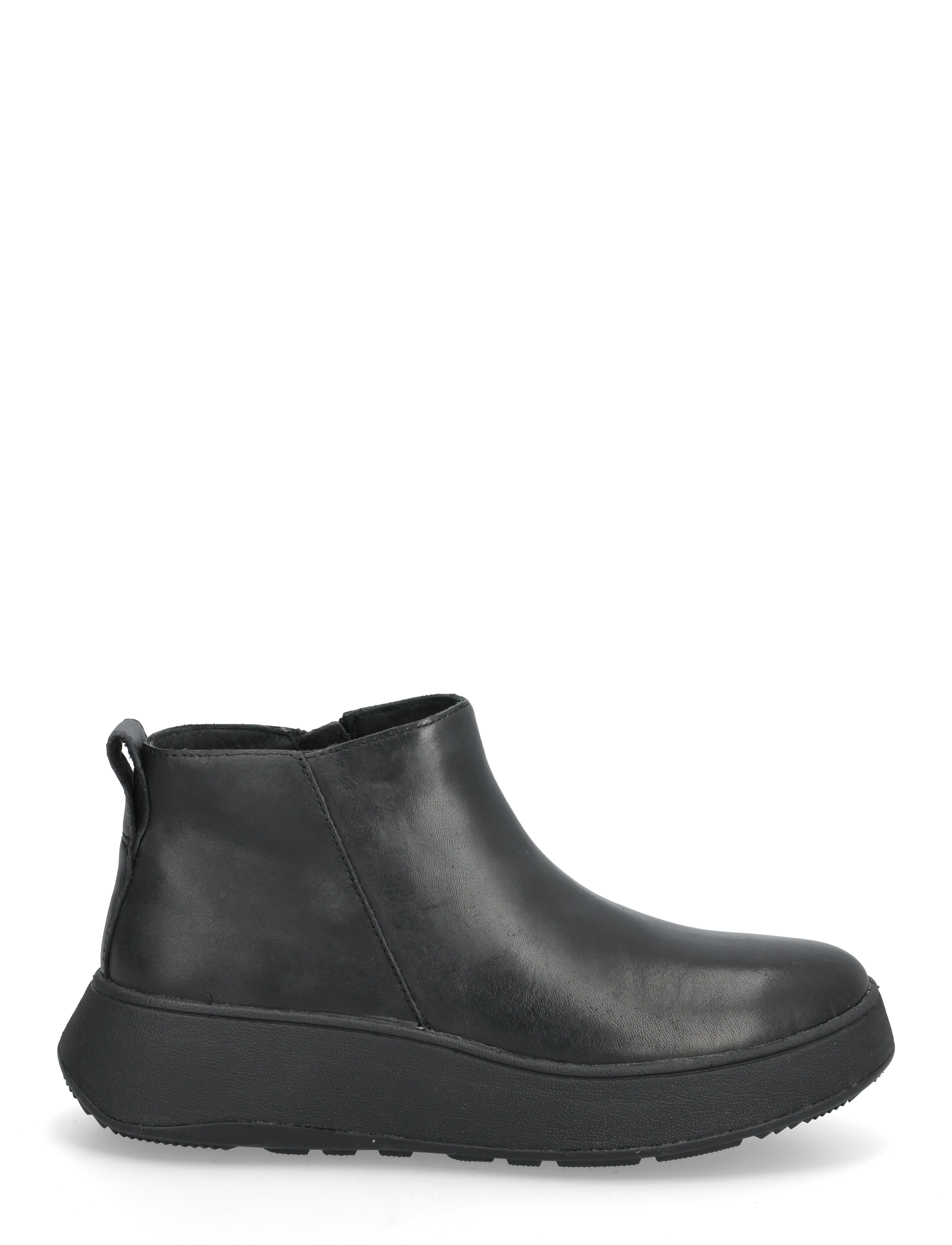 FitFlop - F-MODE LEATHER FLATFORM ZIP ANKLE BOOTS - platta ankelboots - all black - 1