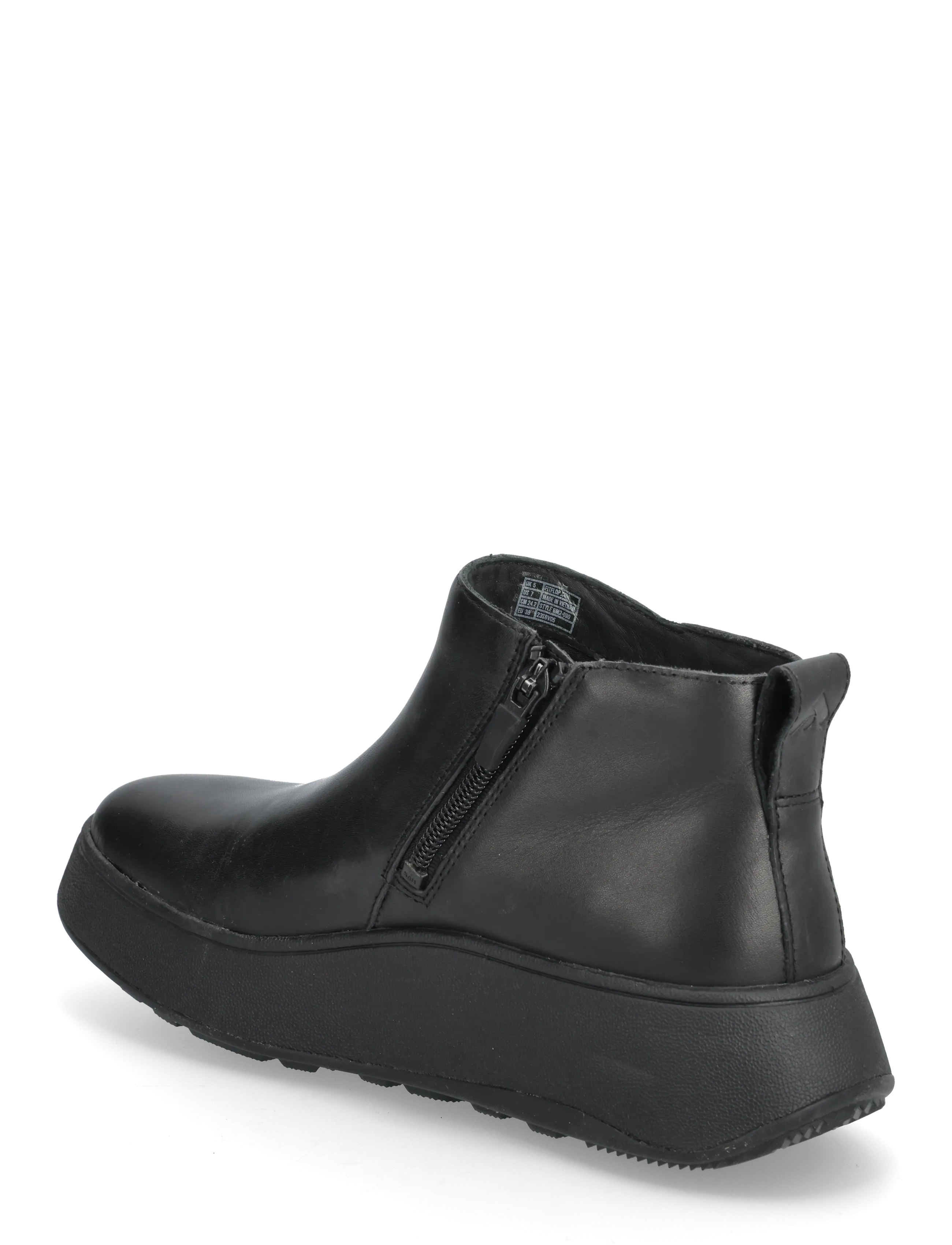 FitFlop - F-MODE LEATHER FLATFORM ZIP ANKLE BOOTS - platta ankelboots - all black - 2