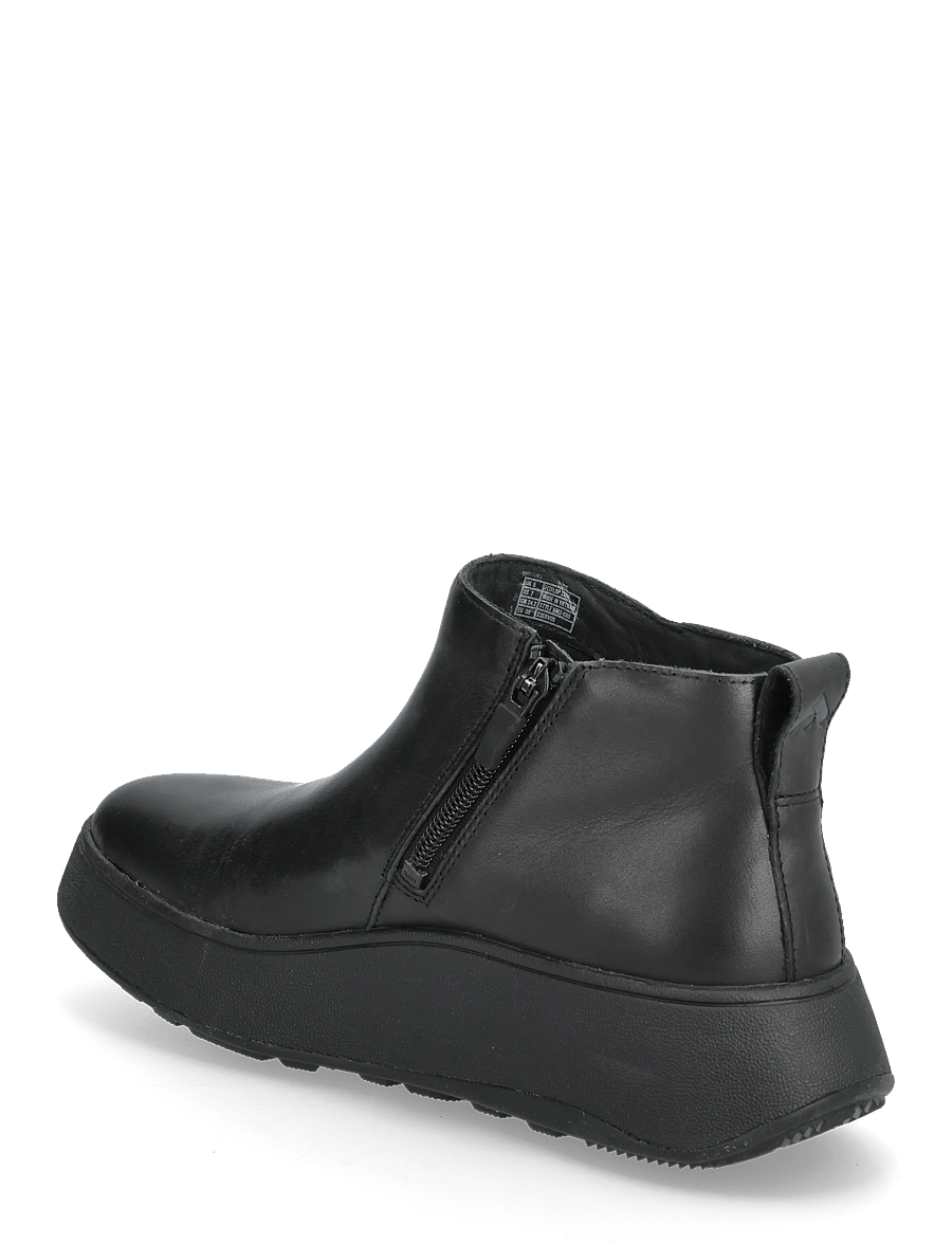 FitFlop - F-MODE LEATHER FLATFORM ZIP ANKLE BOOTS - madalad poolsaapad - all black - 2