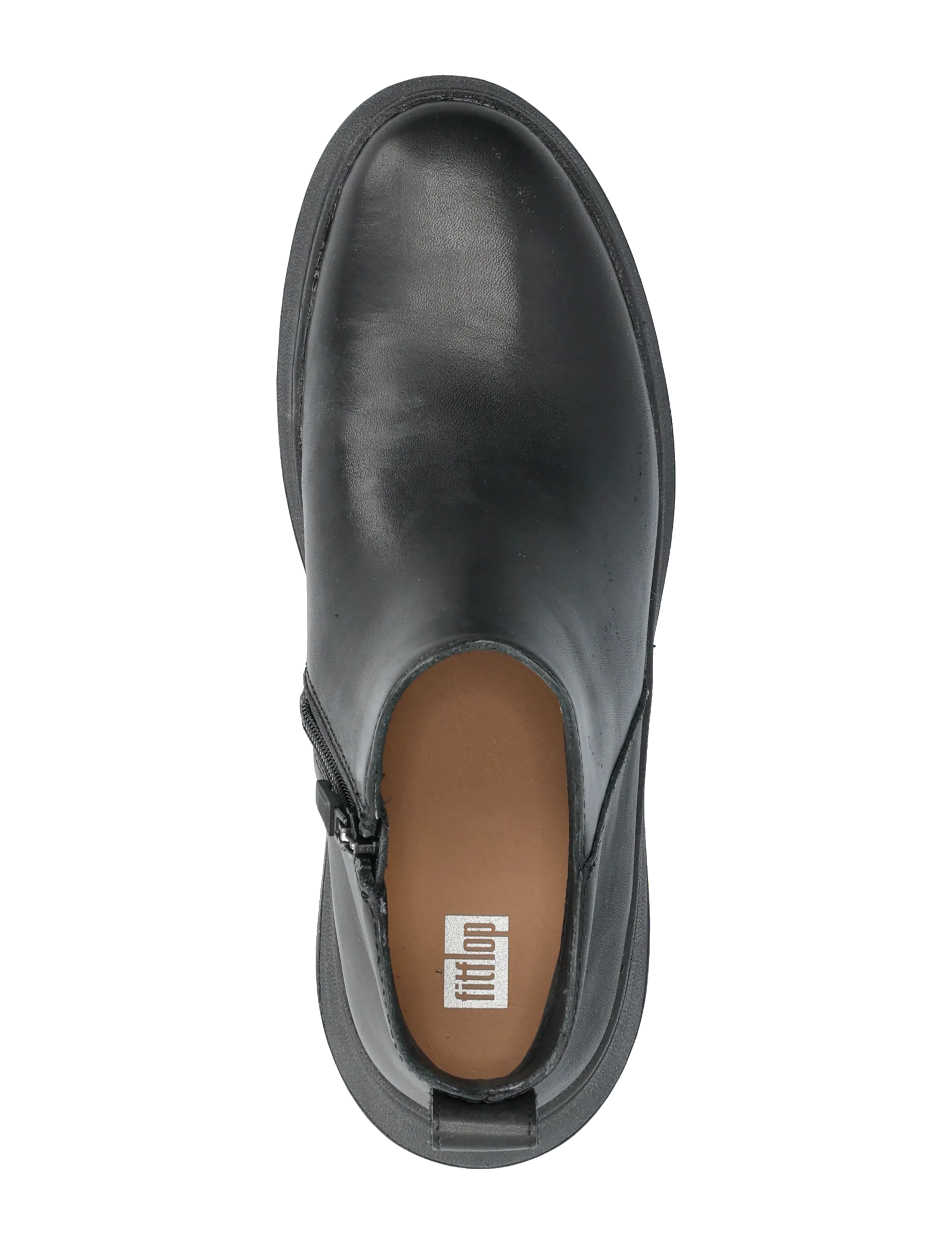 FitFlop - F-MODE LEATHER FLATFORM ZIP ANKLE BOOTS - platta ankelboots - all black - 3