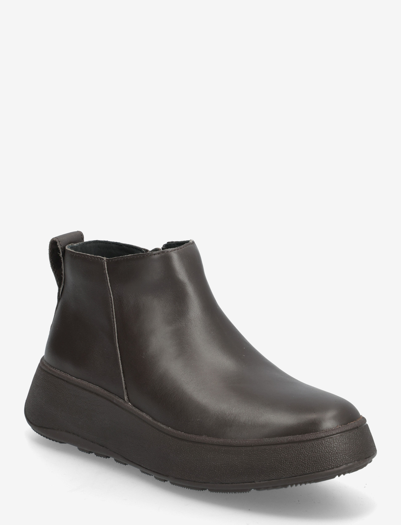 FitFlop - F-MODE LEATHER FLATFORM ZIP ANKLE BOOTS - madalad poolsaapad - chocolate brown - 0