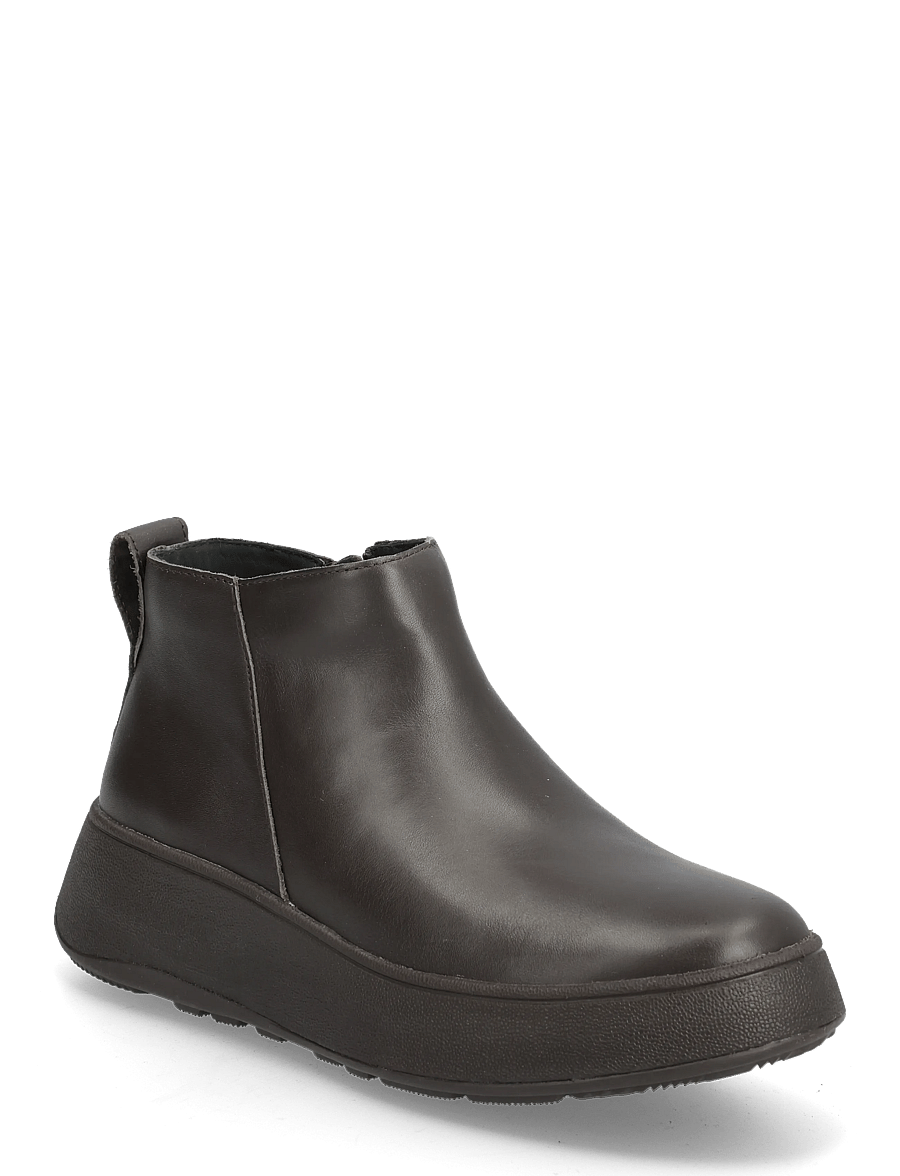 FitFlop - F-MODE LEATHER FLATFORM ZIP ANKLE BOOTS - flache stiefeletten - chocolate brown - 0